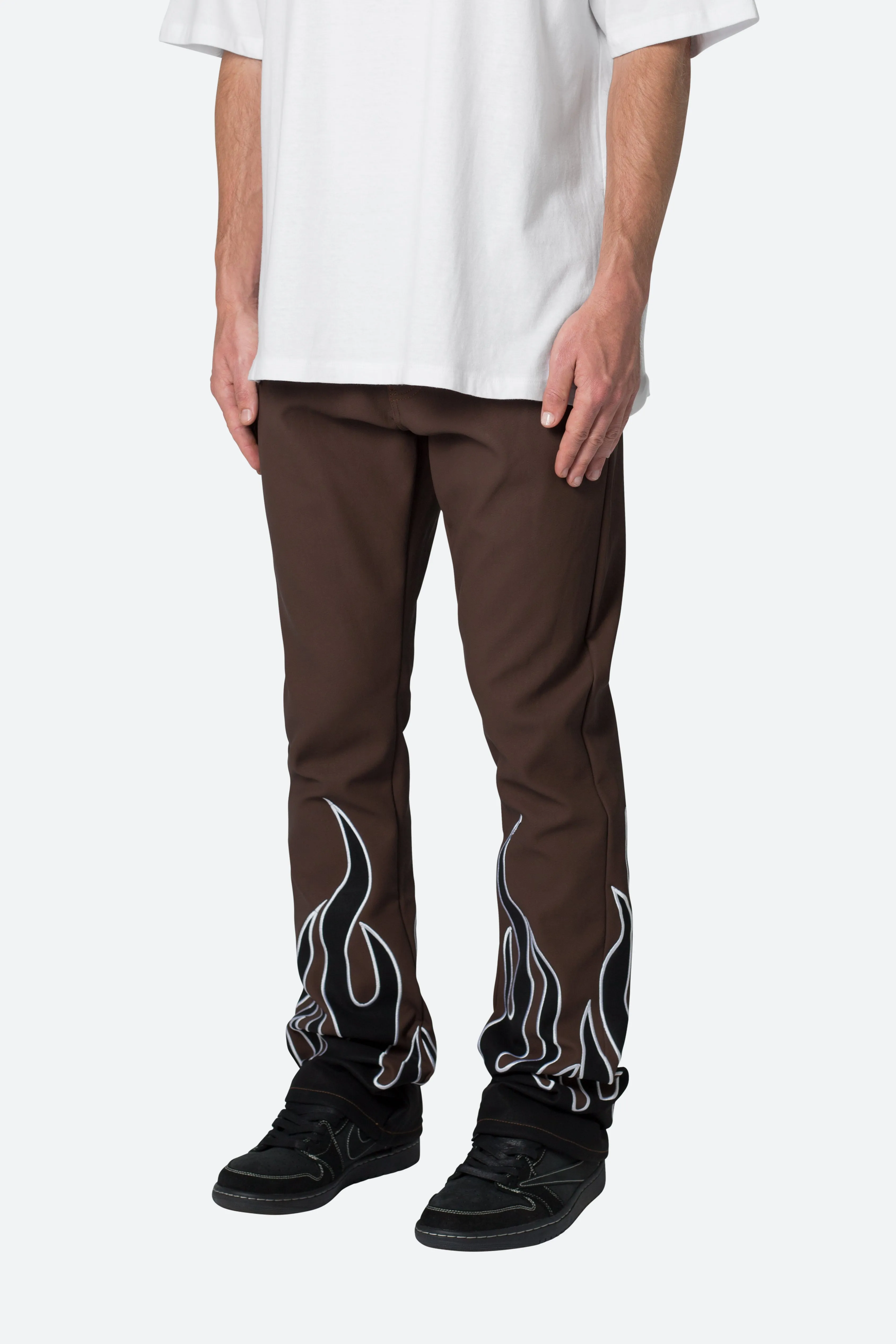 B517 Leather Flare Flame Pants - Brown/Black sold by MNML product image thumbnail 3