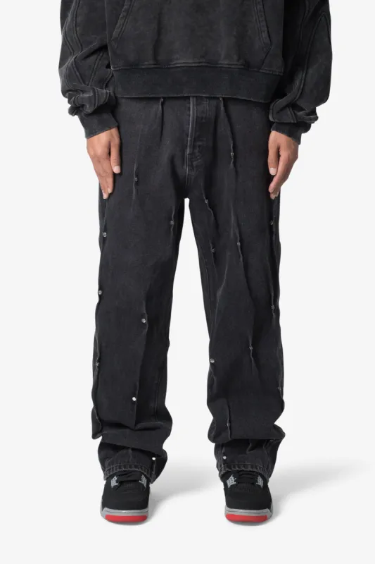 Ultra Baggy Rivet Denim - Black sold by MNML