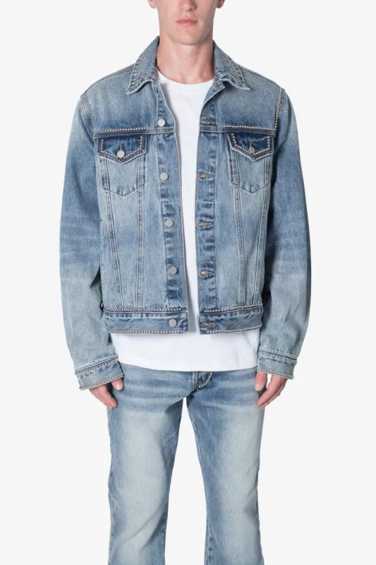 Flat Studded Trucker Jacket - Blue sold by MNML