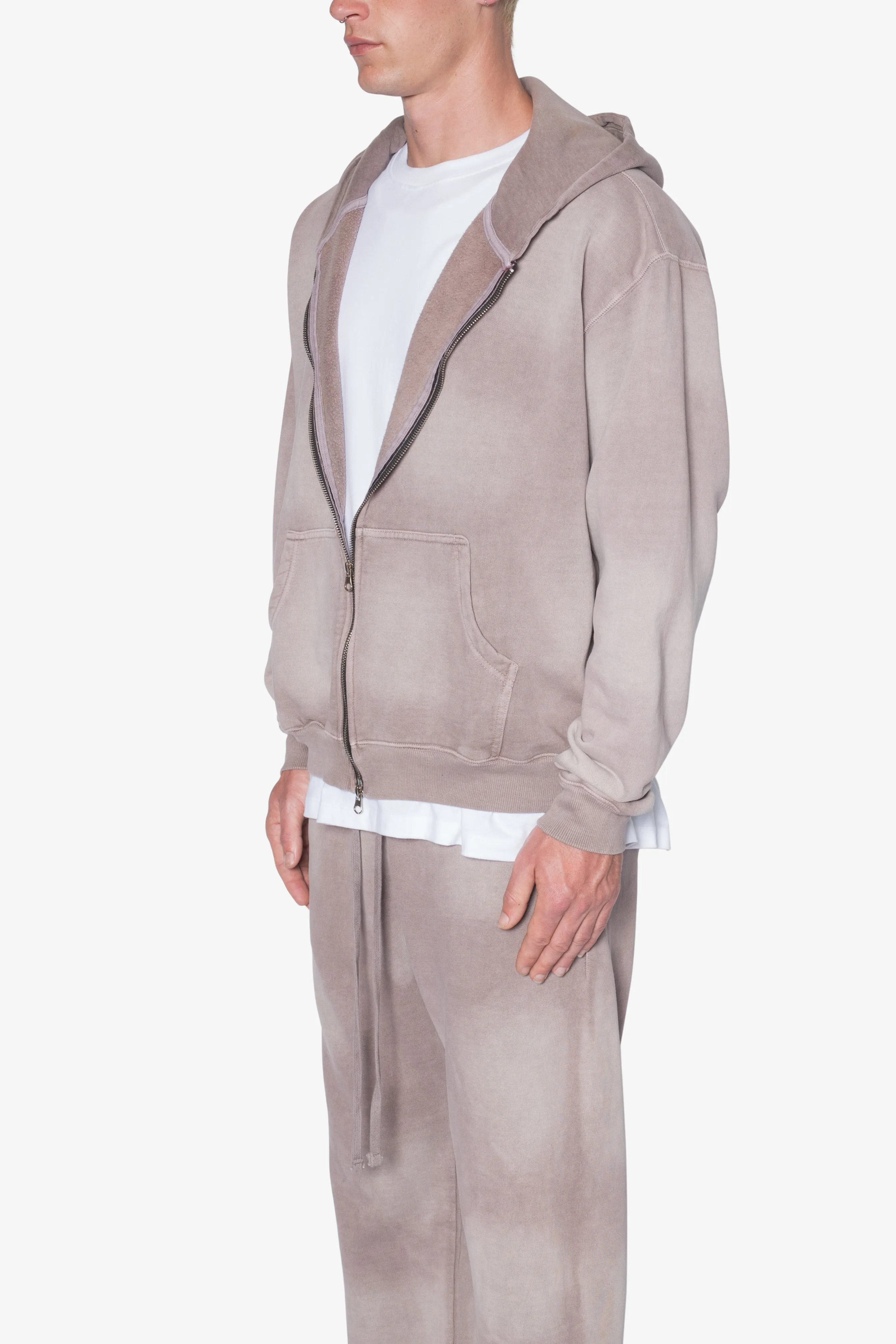 Faded Basic Zip Up Hoodie - Washed Mauve sold by MNML product image thumbnail 3