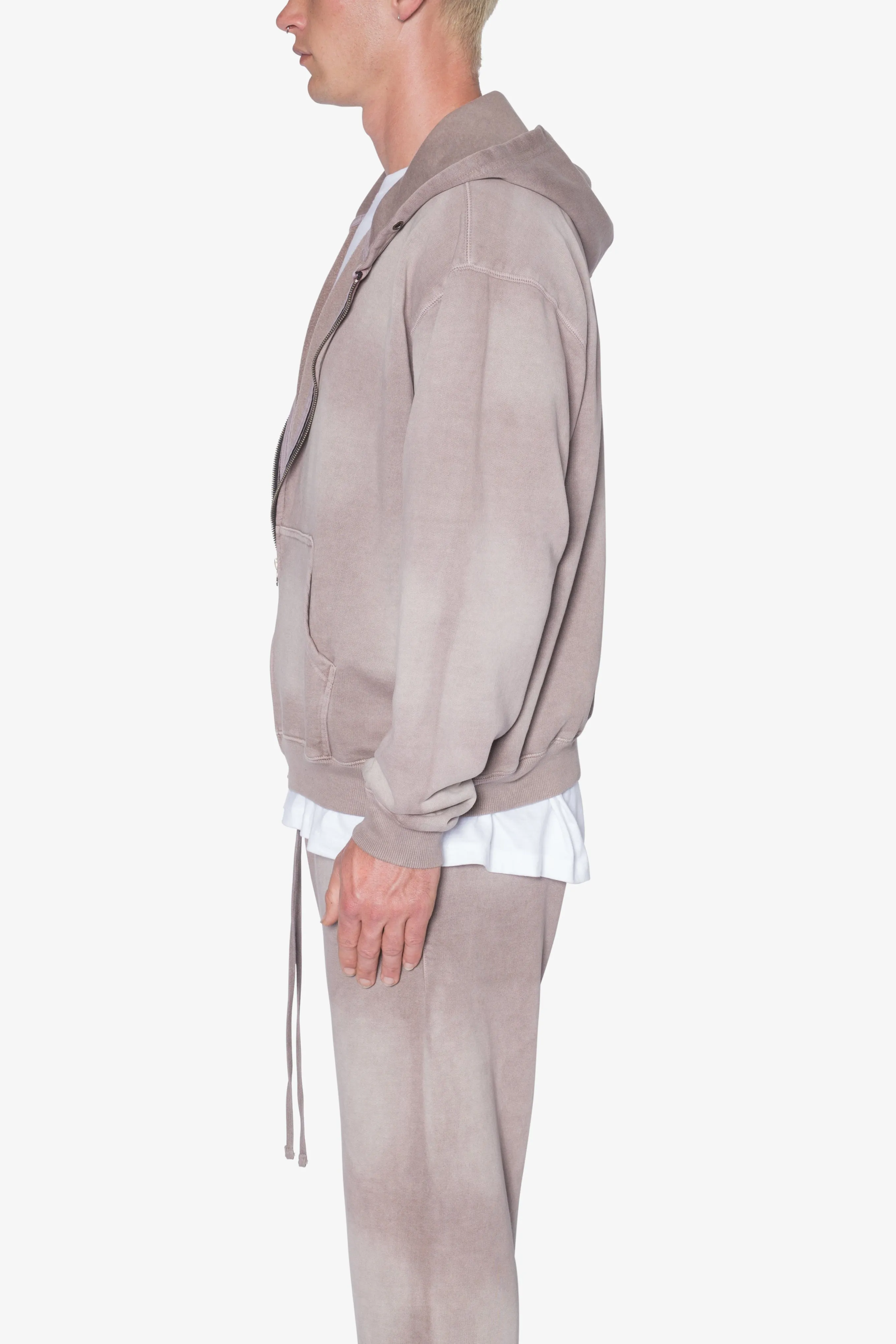 Faded Basic Zip Up Hoodie - Washed Mauve sold by MNML product image thumbnail 4