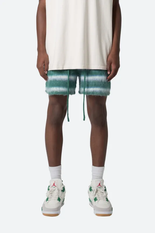Striped Mohair Shorts - Green sold by MNML