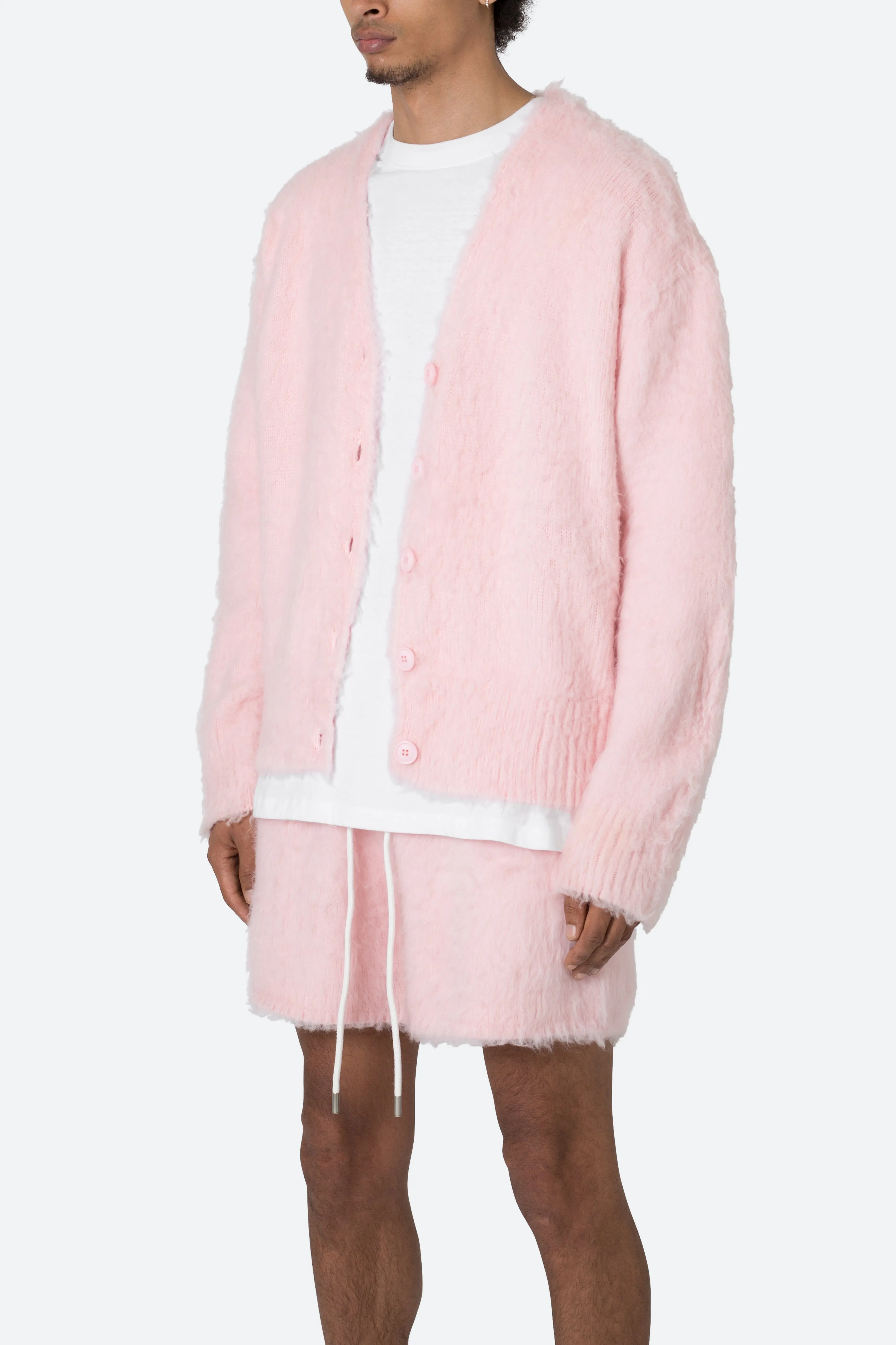 Fuzzy Cardigan Sweater - Pink sold by MNML product image thumbnail 4