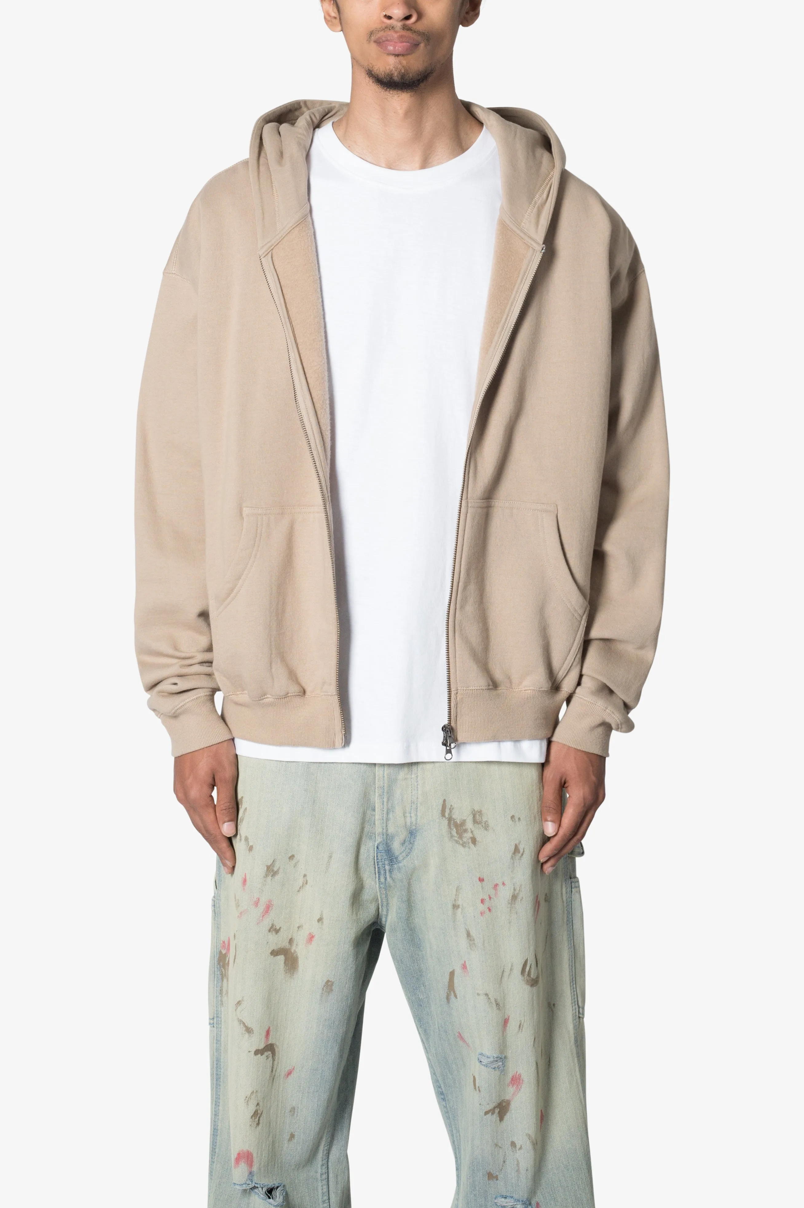 Basic Zip Up Hoodie - Earth sold by MNML