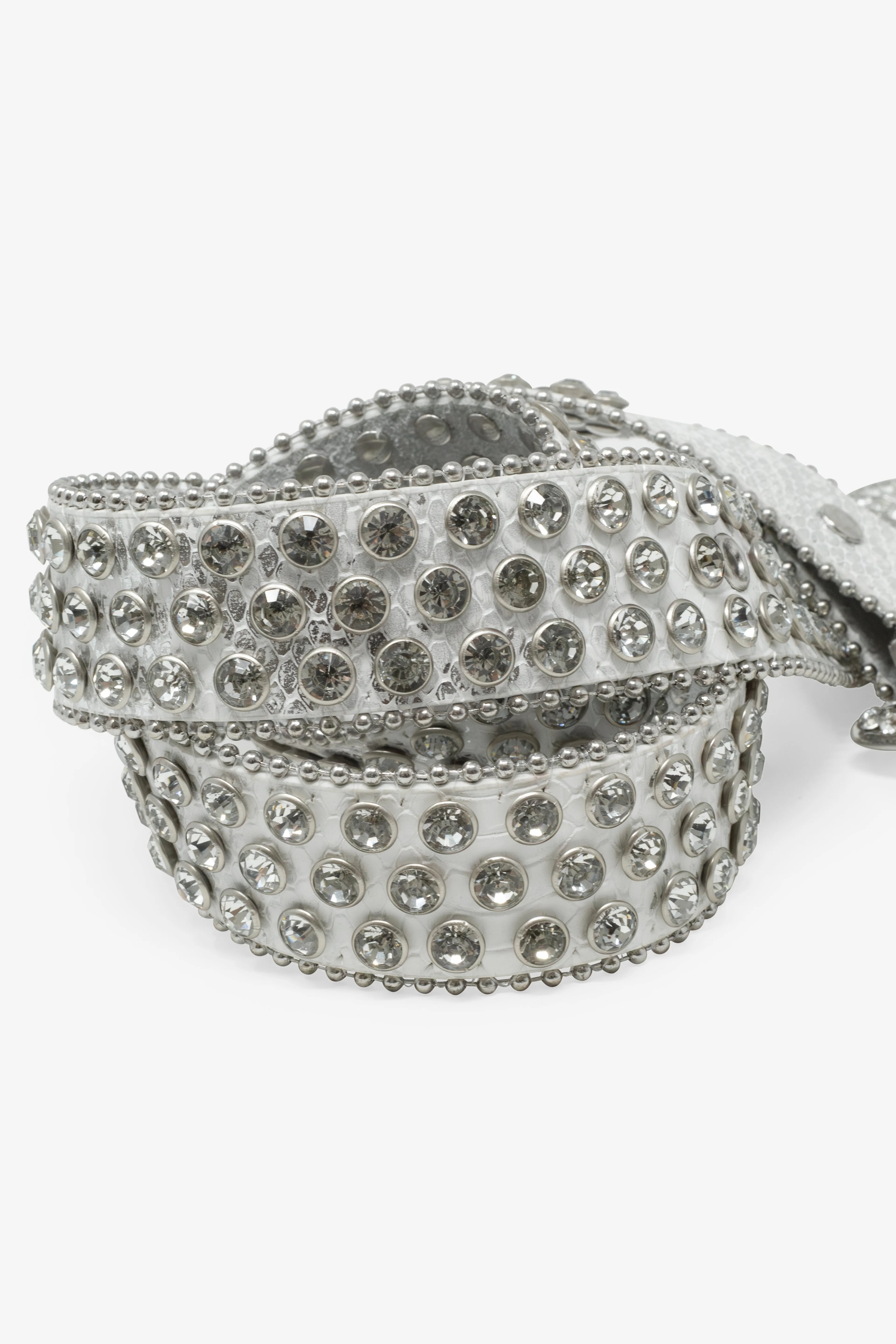 Allover Rhinestone Studded Belt - White sold by MNML product image thumbnail 3
