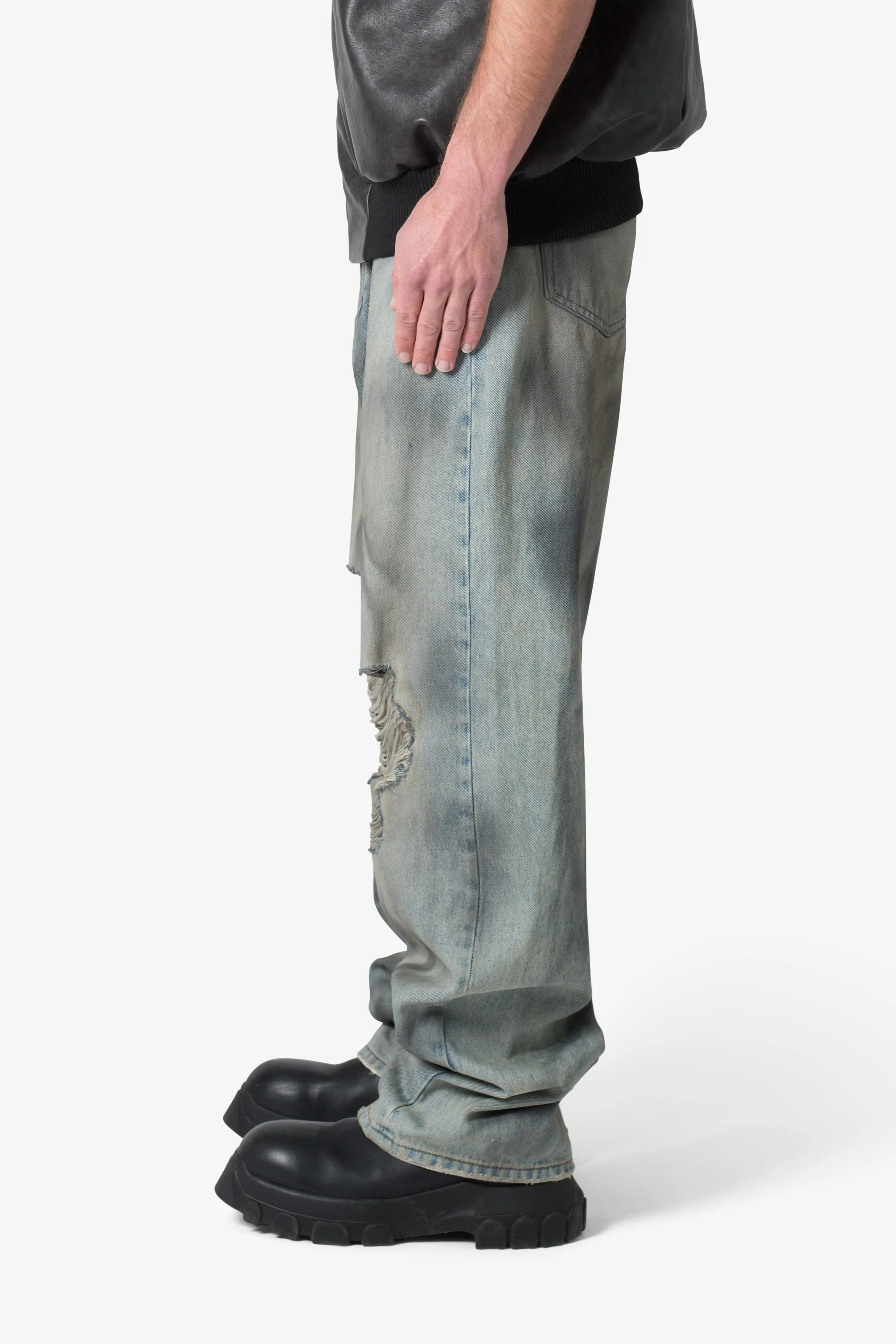 Ultra Baggy Destroyed Denim - Vintage Blue sold by MNML product image thumbnail 4