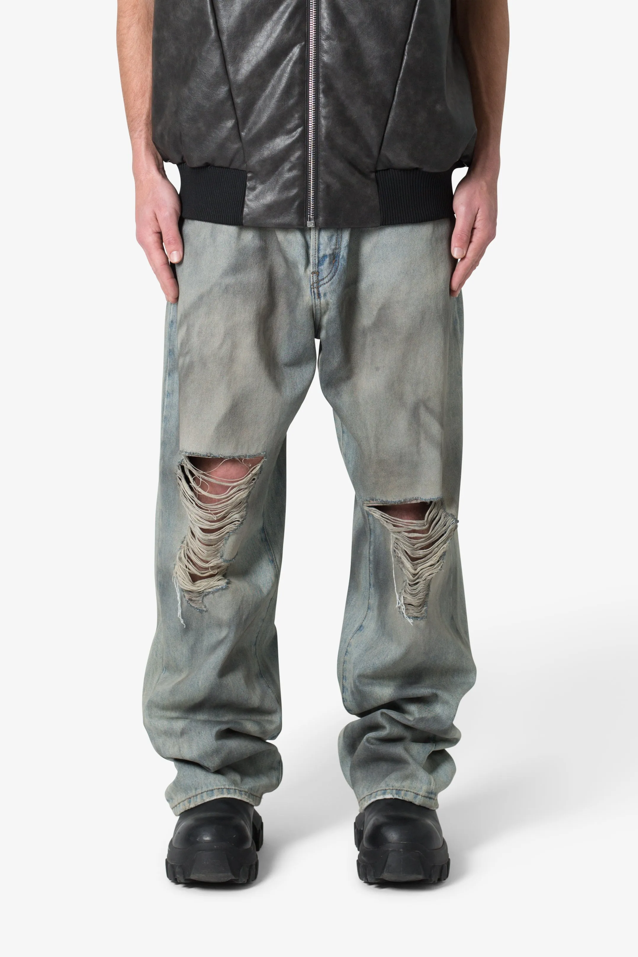 Ultra Baggy Destroyed Denim - Vintage Blue sold by MNML