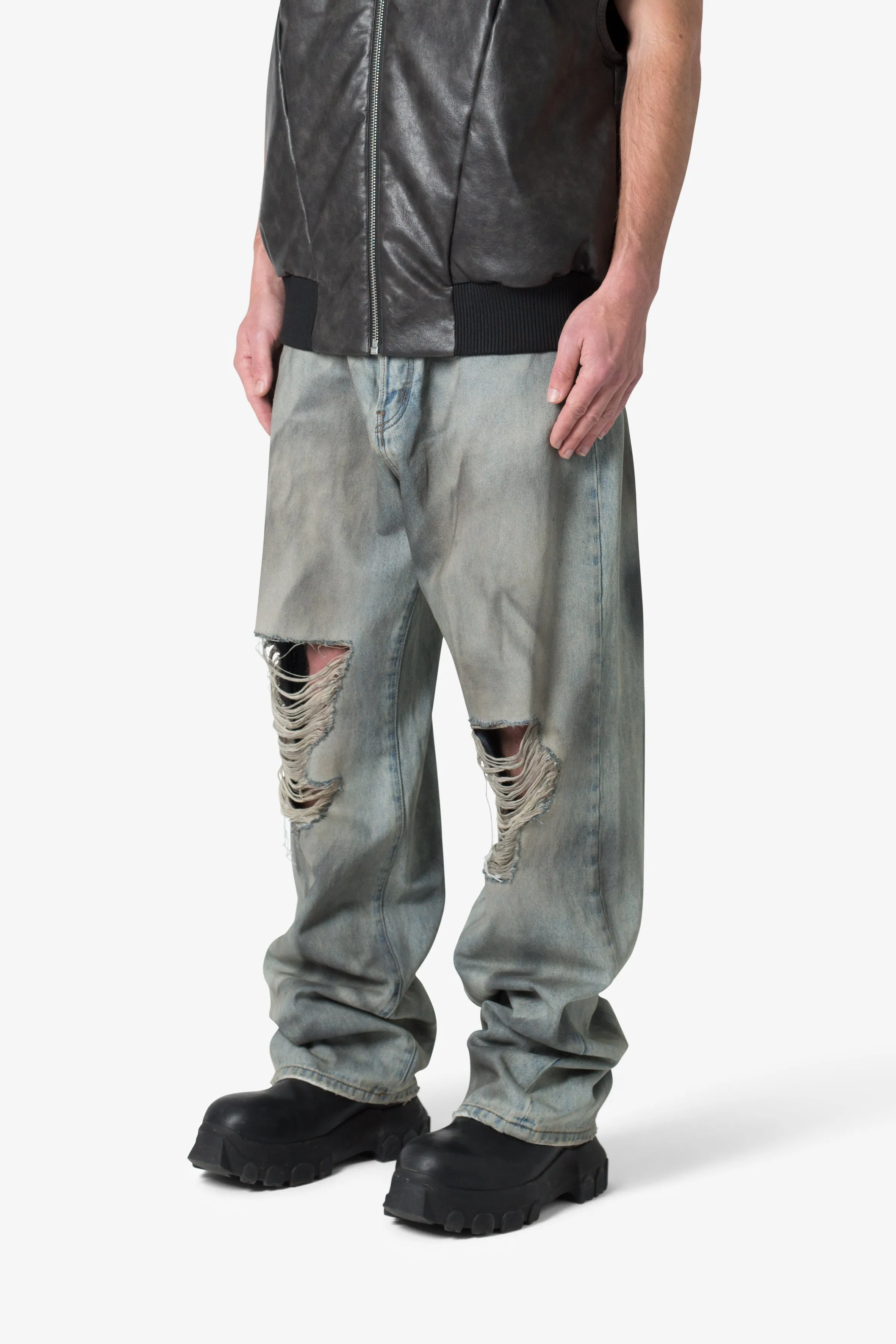 Ultra Baggy Destroyed Denim - Vintage Blue sold by MNML product image thumbnail 3