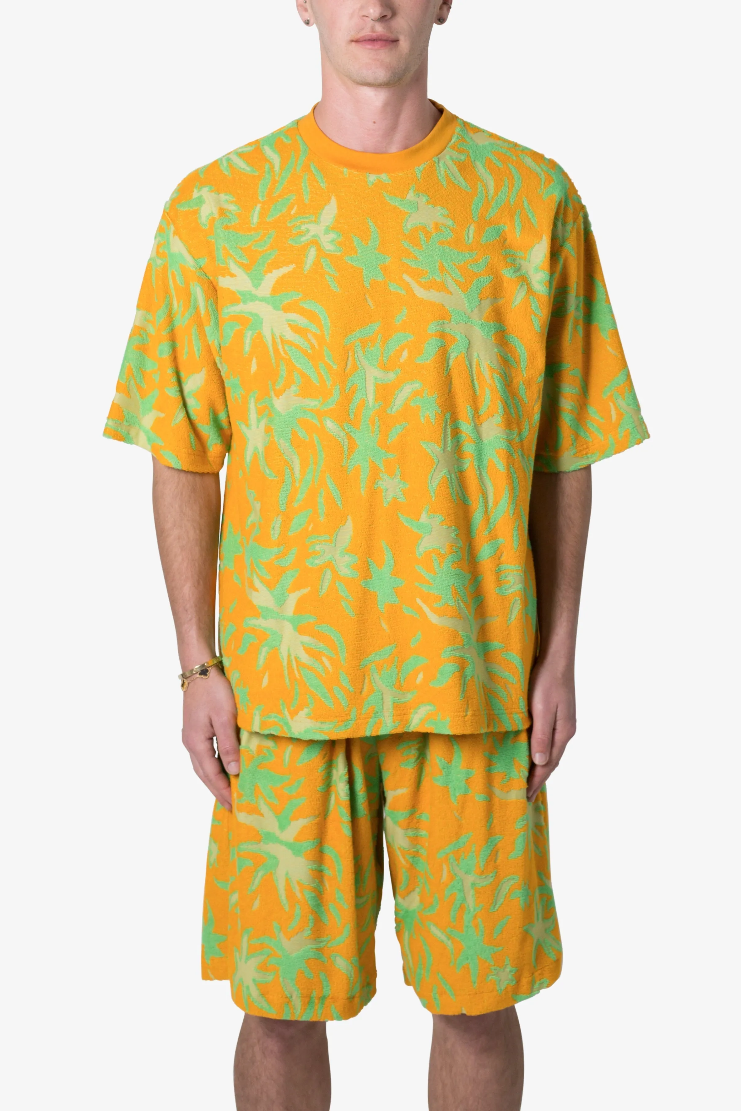 Jacquard Terry Shirt - Yellow/Green sold by MNML