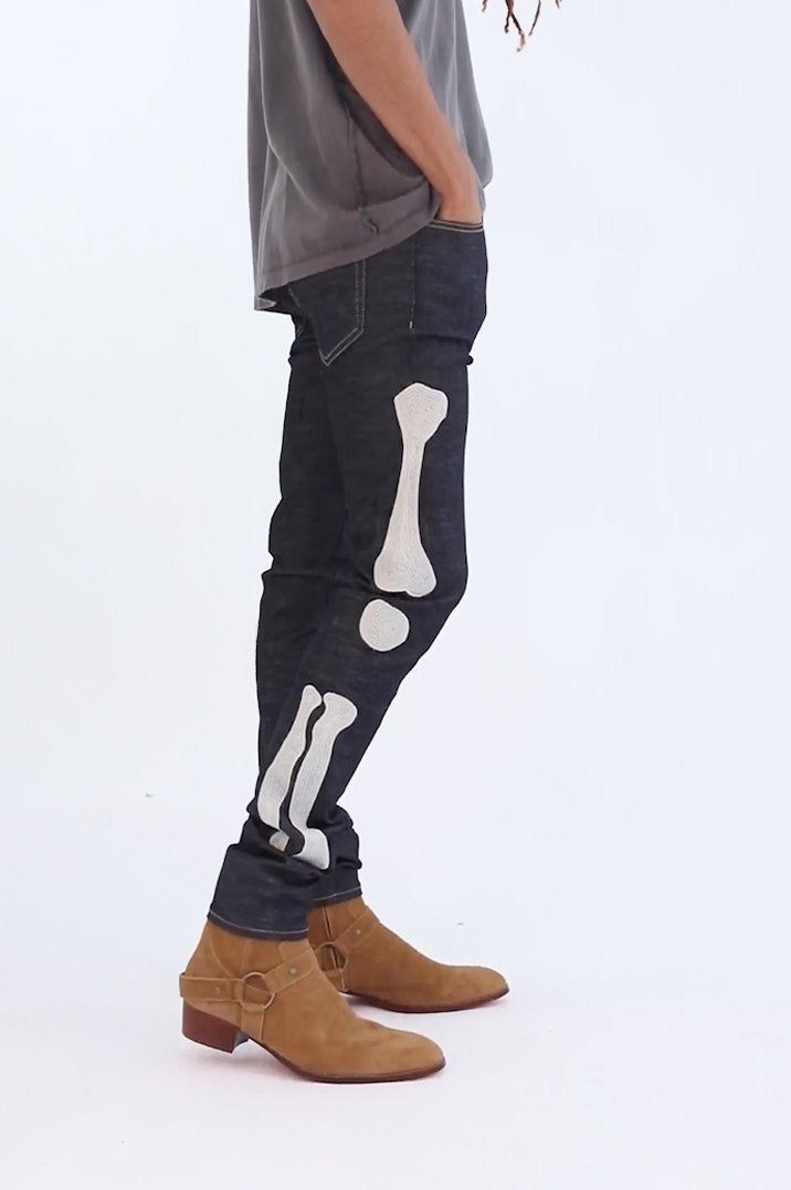X199 Skeleton Skinny Denim - Raw Blue sold by MNML product image thumbnail 3