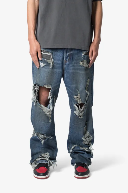 Ultra Baggy Decimated Denim - Blue sold by MNML
