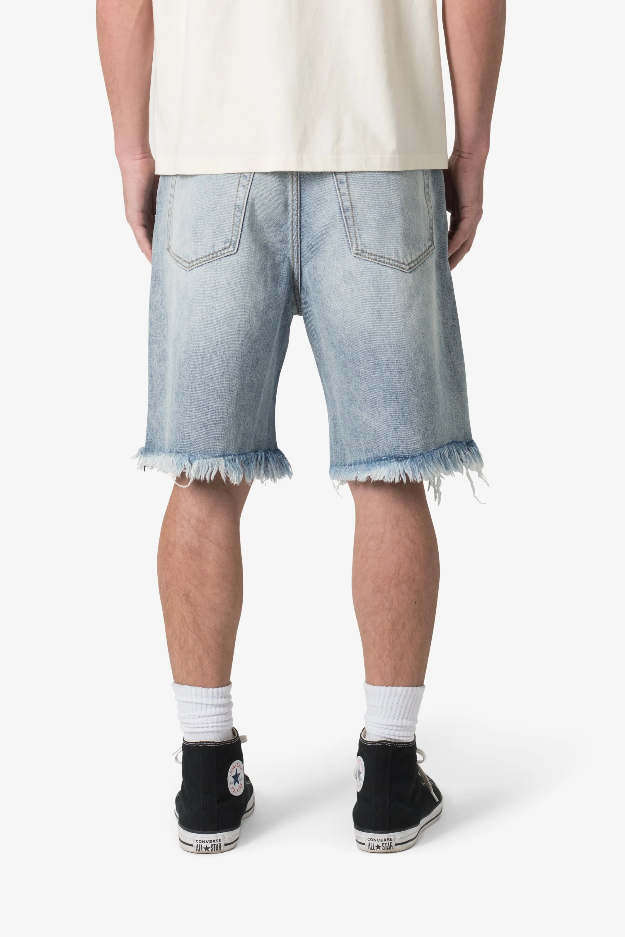 Distressed Spider Denim Shorts - Light Blue sold by MNML product image thumbnail 5