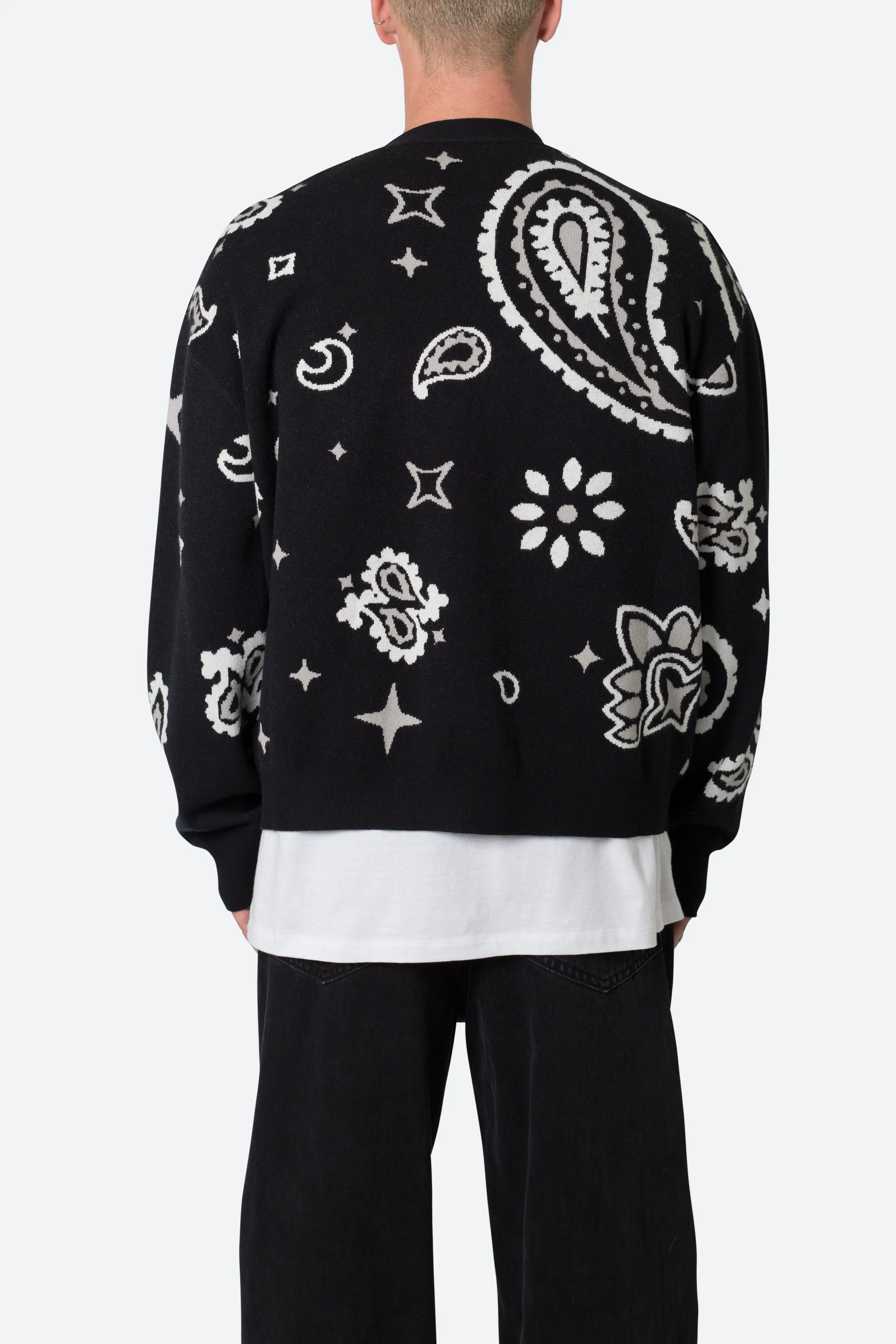 Paisley Cardigan Sweater - Black | Parallel