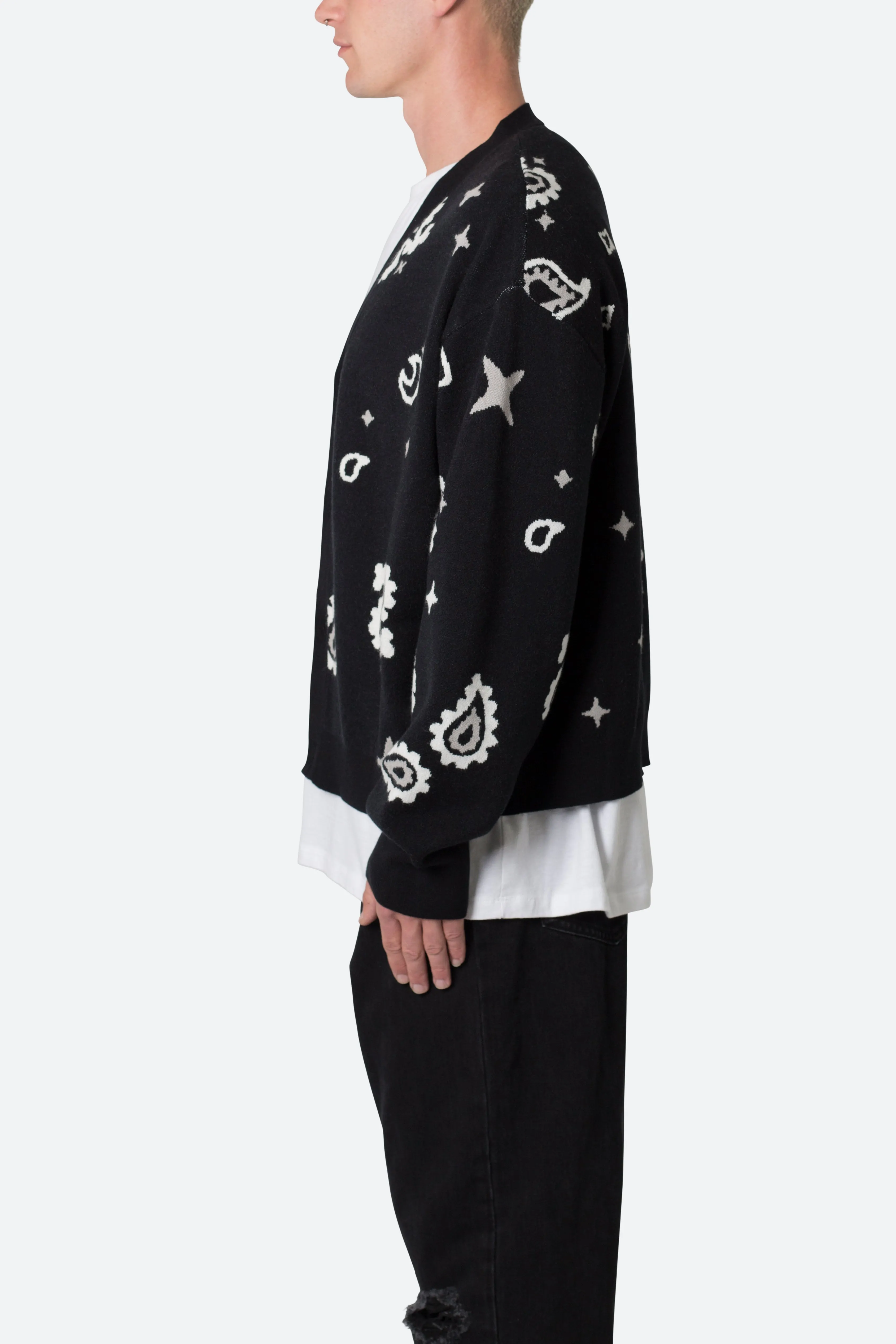 CHALLENGER BIG PAISLEY CARDIGAN ブラック CHALLENGER/BIG PAISLEY CARDIGAN（BLACK）［ビッグペイズリー