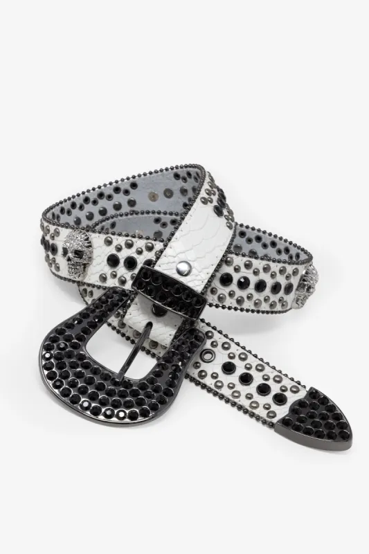 Studded Skull Belt - White sold by MNML