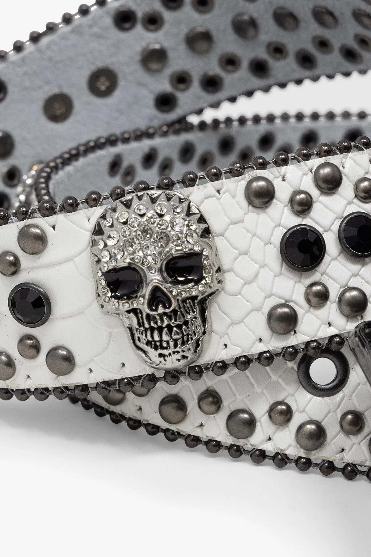 Studded Skull Belt - White sold by MNML product image thumbnail 5