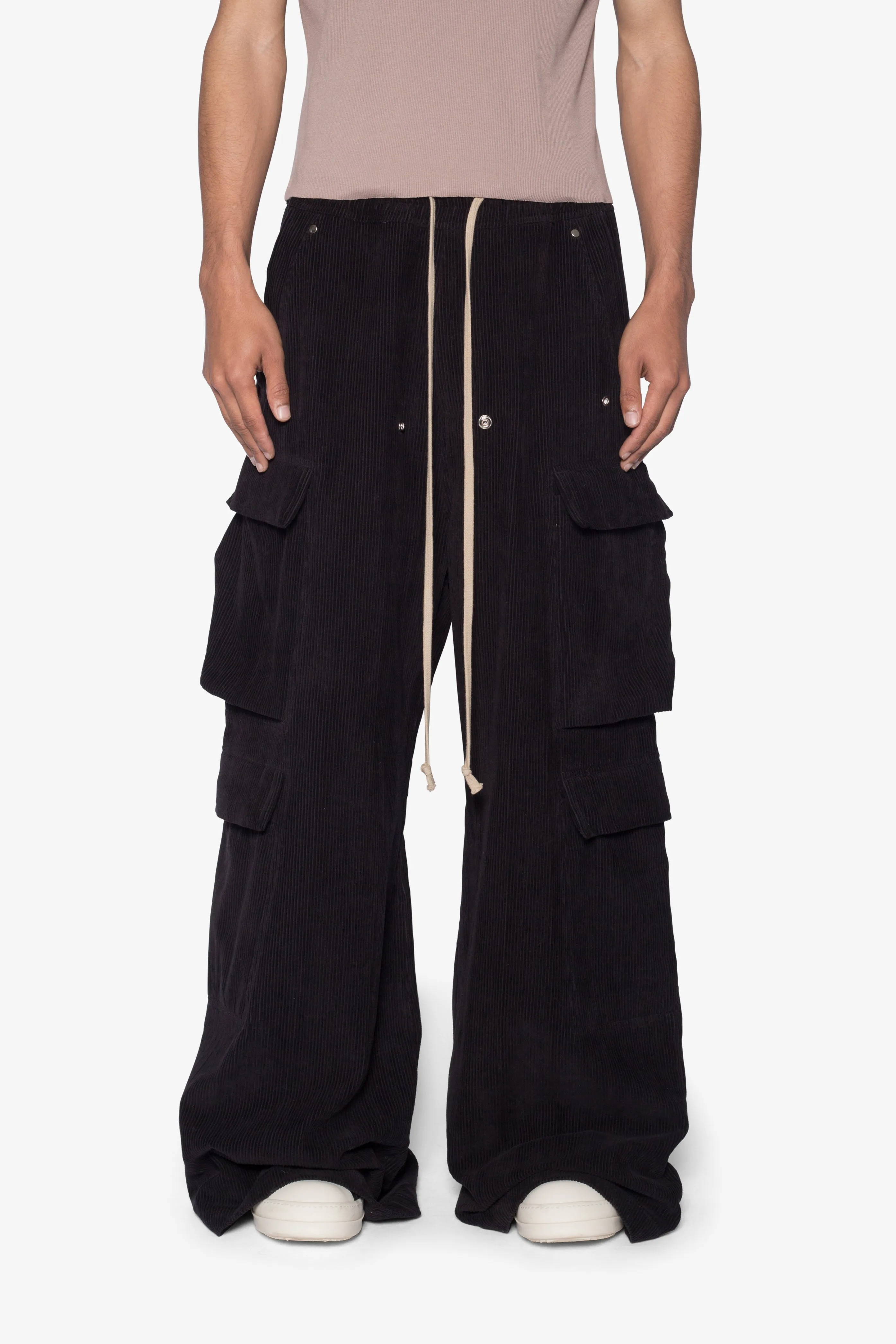 Corduroy Rave Double Cargo Pants - Black | Parallel