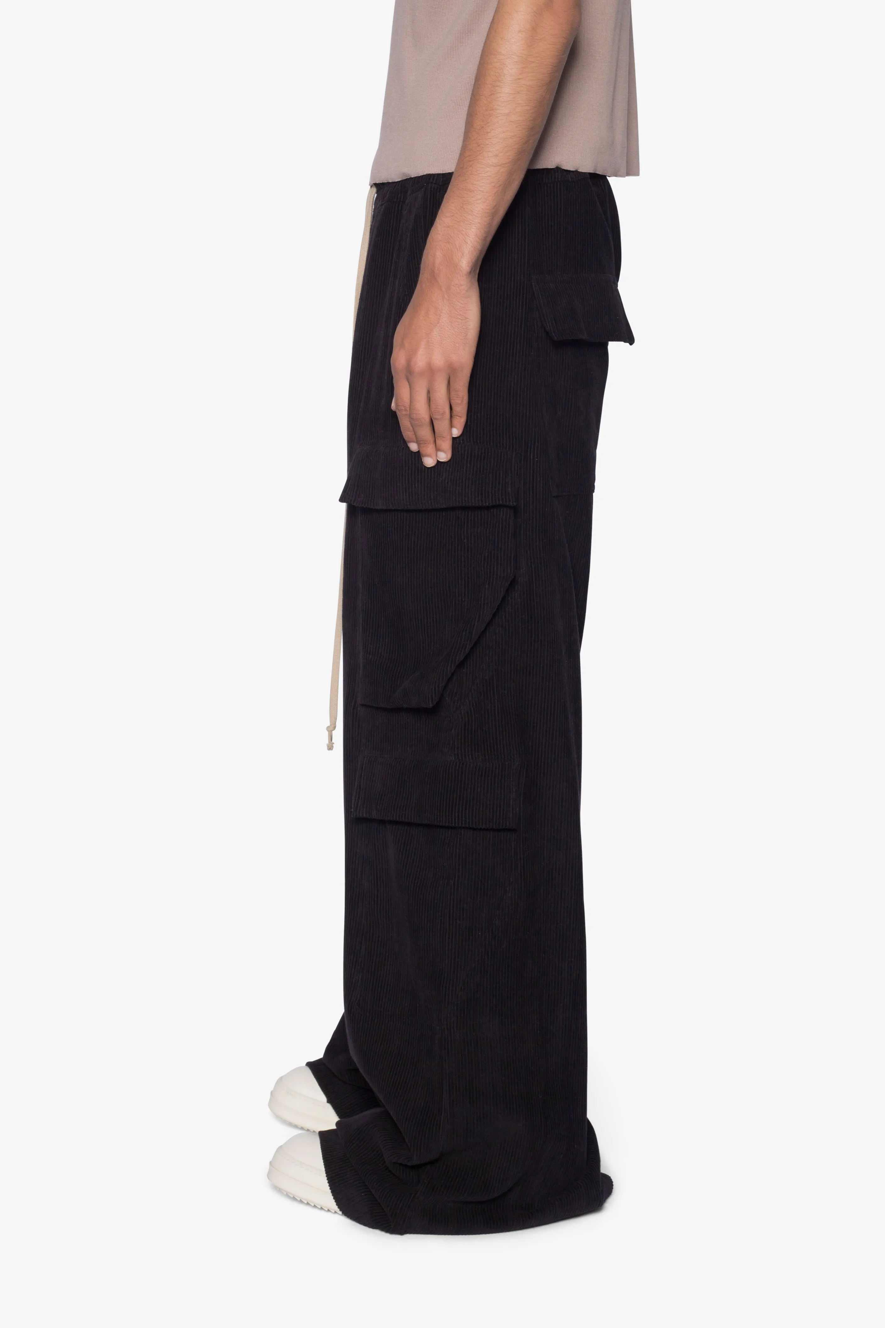 Corduroy Rave Double Cargo Pants - Black sold by MNML product image thumbnail 4
