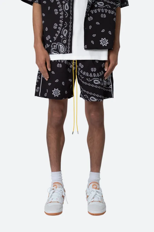 Bandana Paisley Shorts - Black sold by MNML