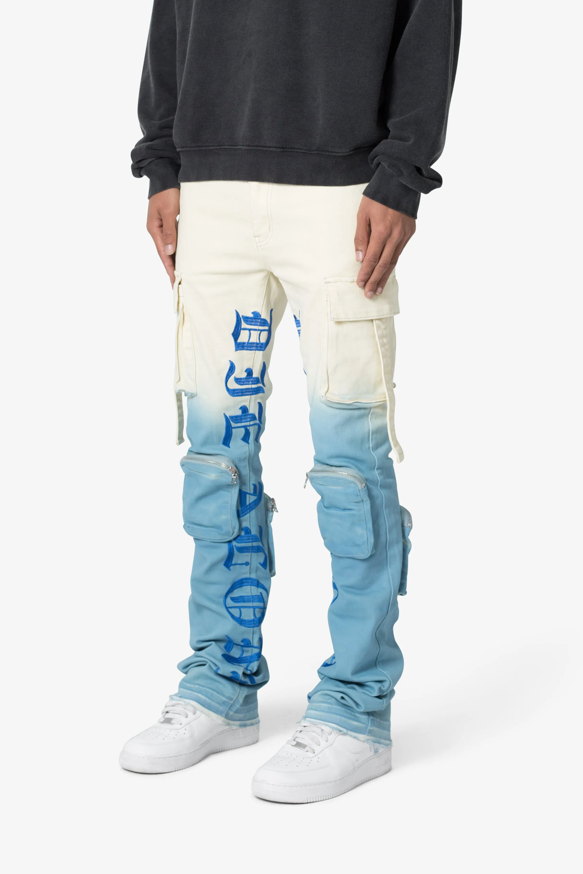 X634 Cargo Skinny Stacked Denim - Blue/White sold by MNML product image thumbnail 3