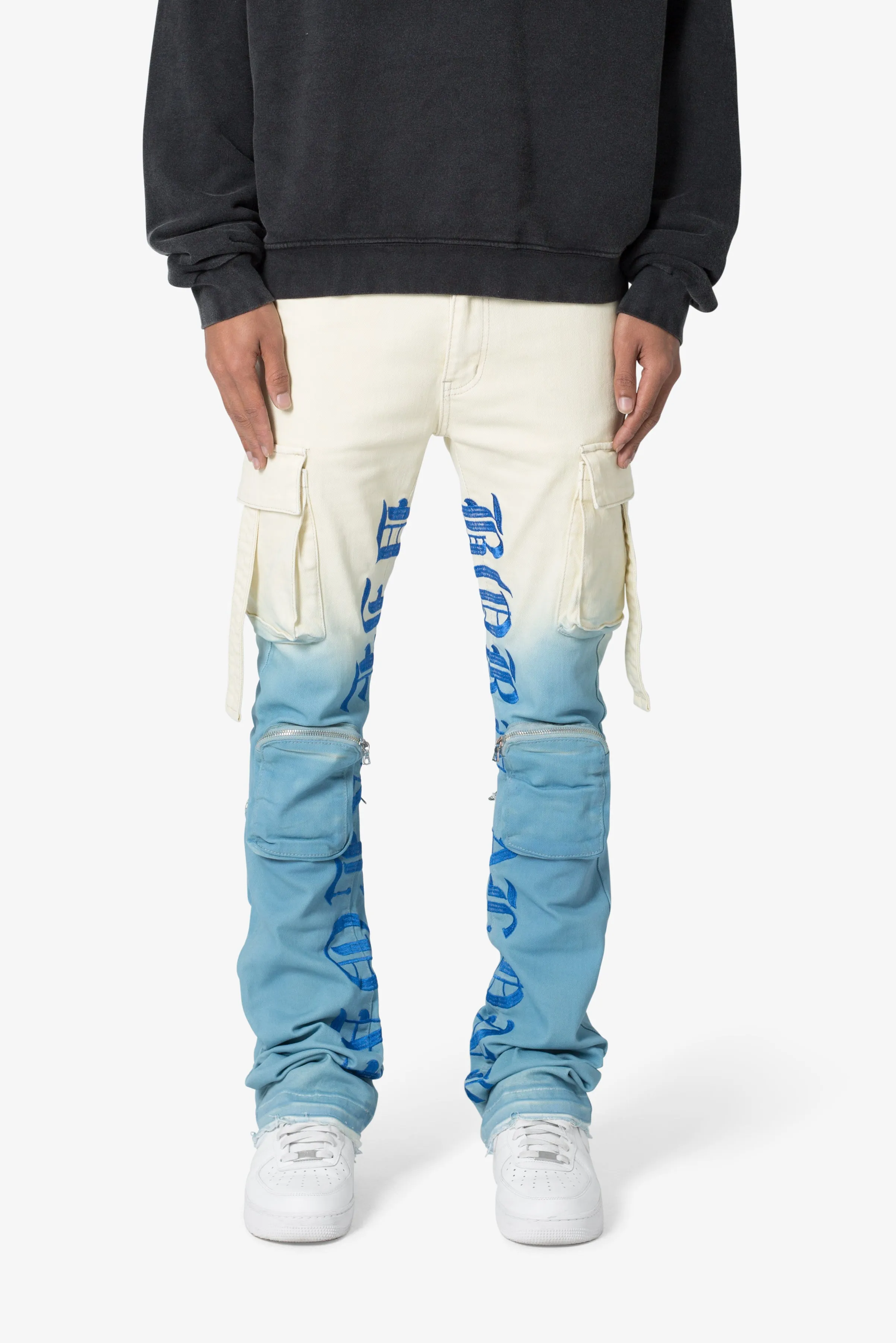 X634 Cargo Skinny Stacked Denim - Blue/White sold by MNML product image thumbnail 2