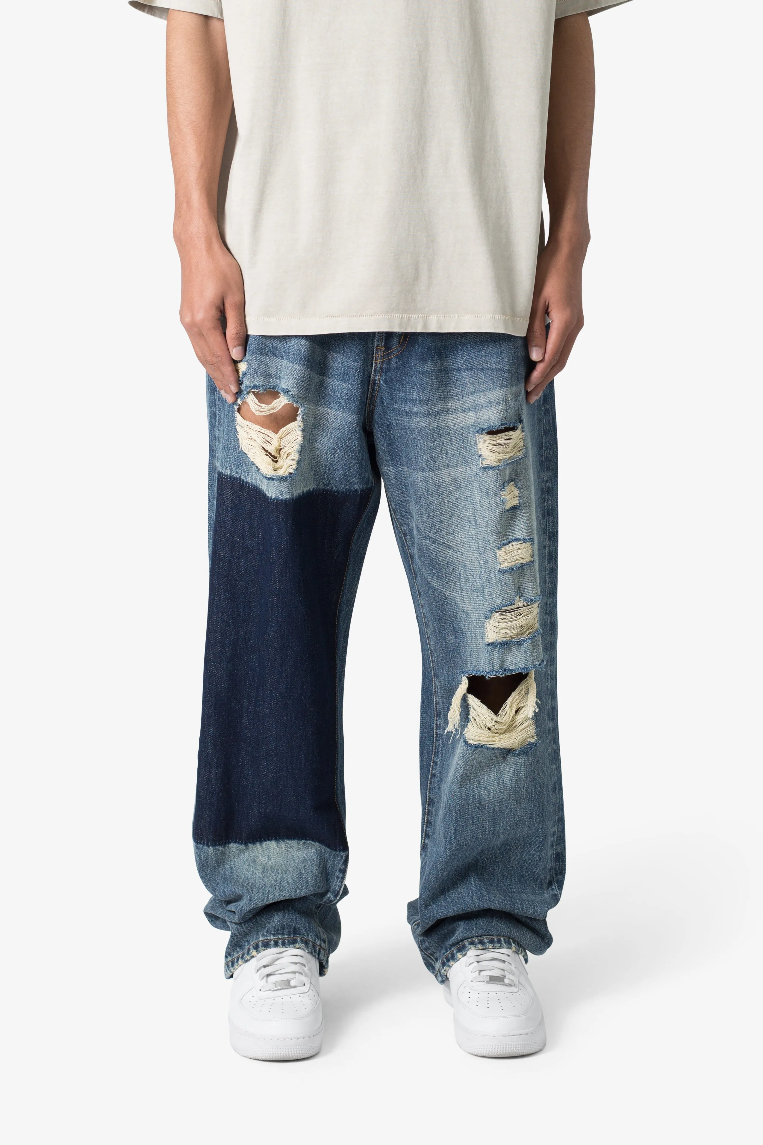 Ultra Baggy One Knee Thrashed Denim - Blue sold by MNML
