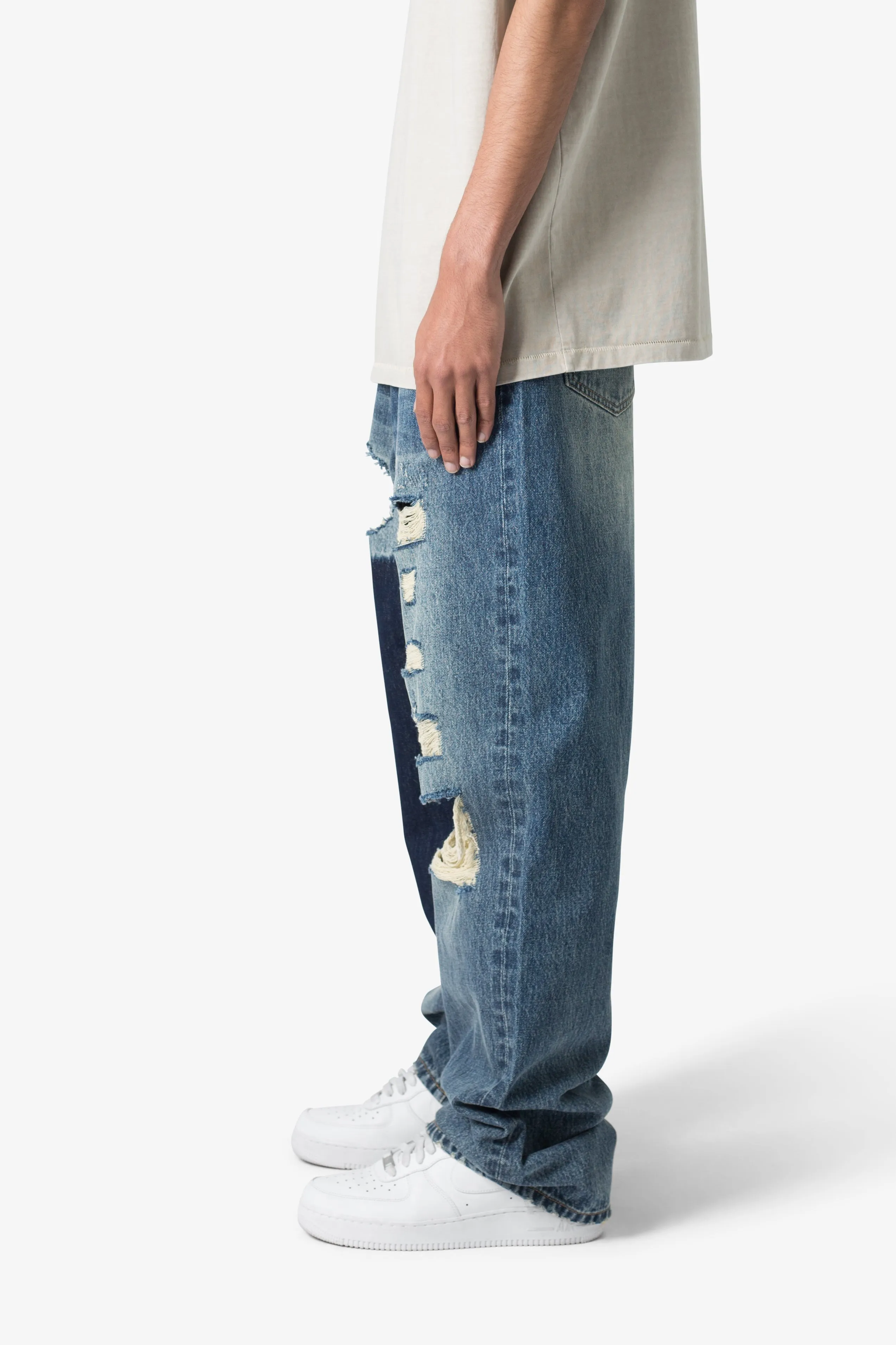Ultra Baggy One Knee Thrashed Denim - Blue sold by MNML product image thumbnail 4