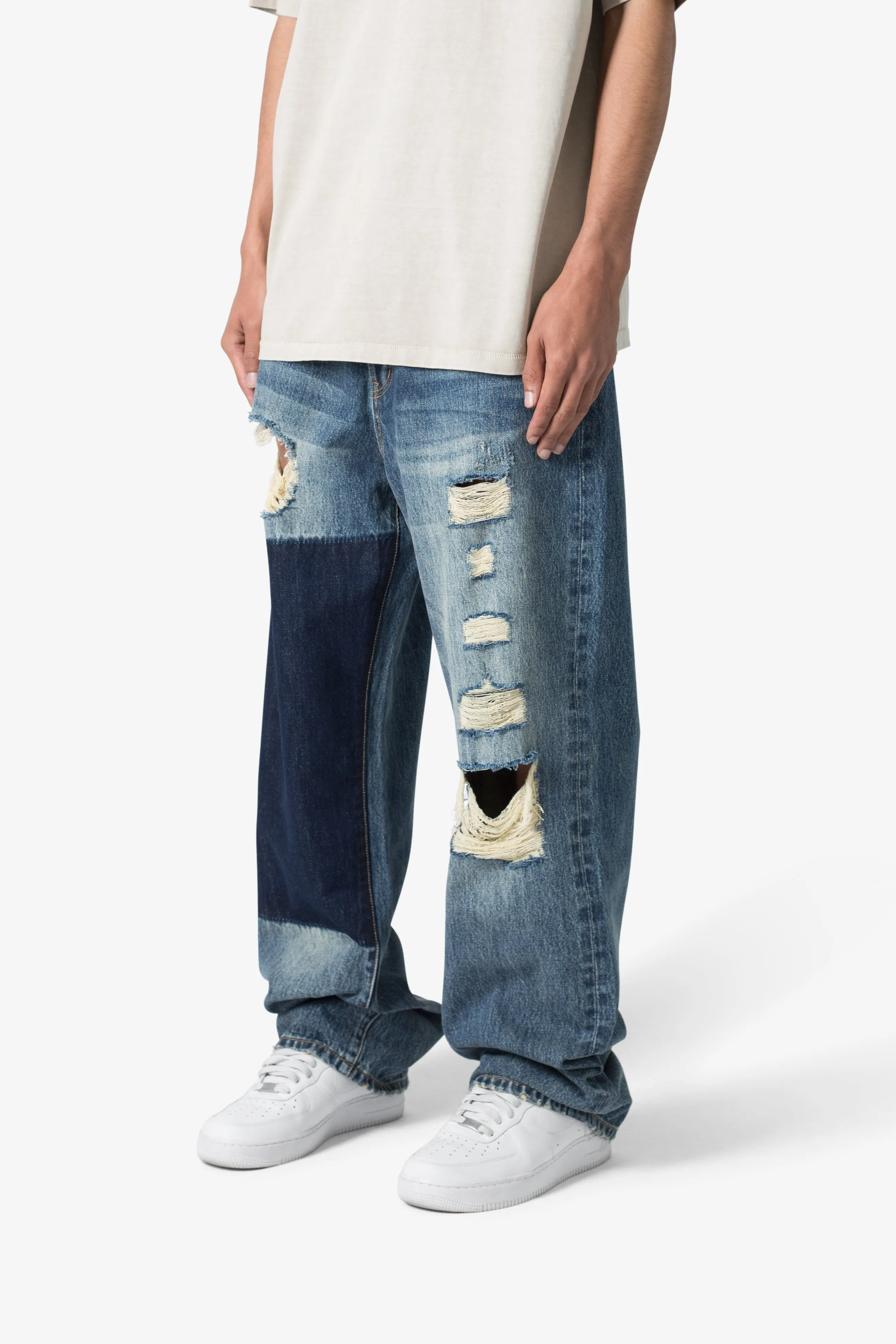 Ultra Baggy One Knee Thrashed Denim - Blue sold by MNML product image thumbnail 3