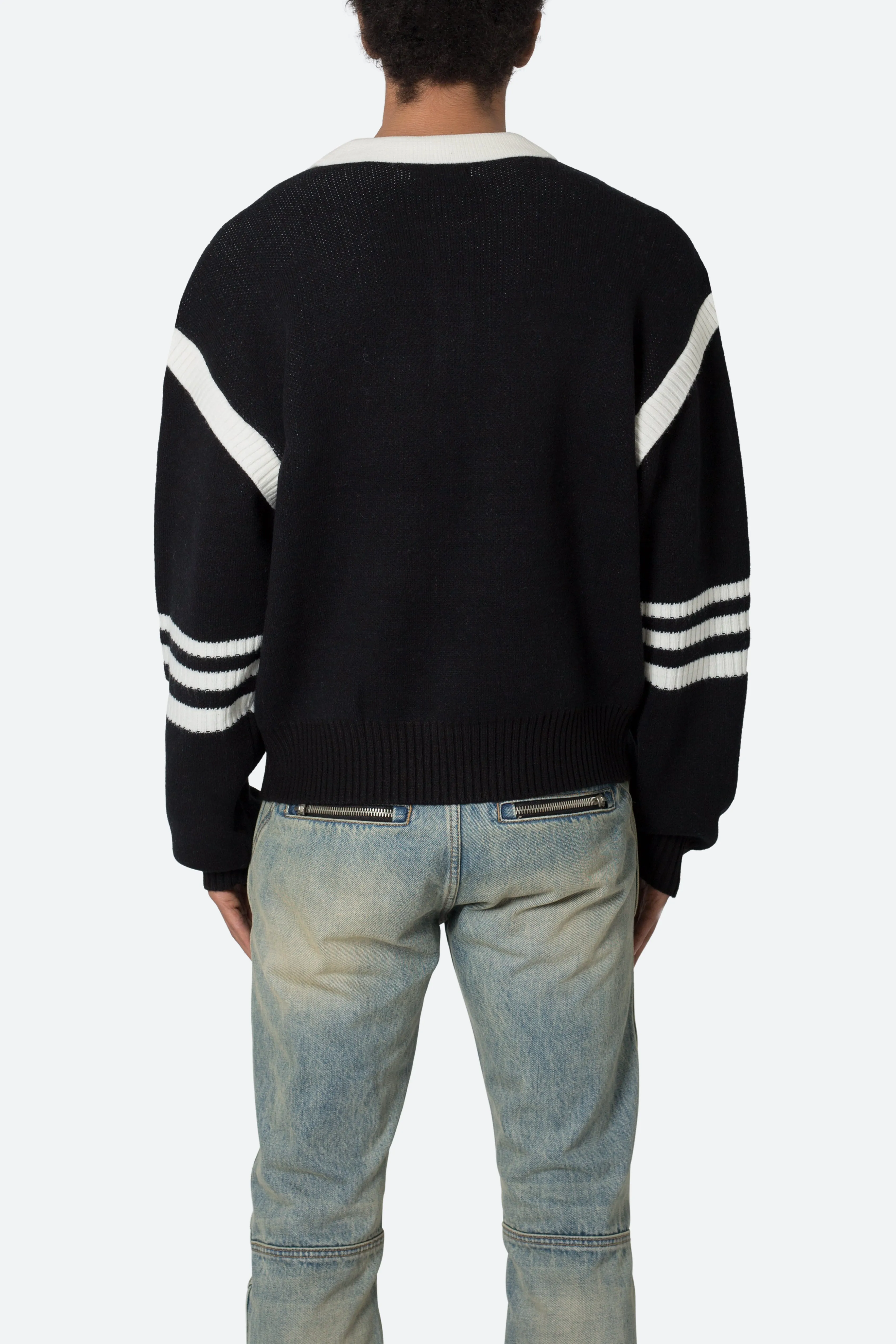 Polo Knit Sweater - Black/White sold by MNML product image thumbnail 5