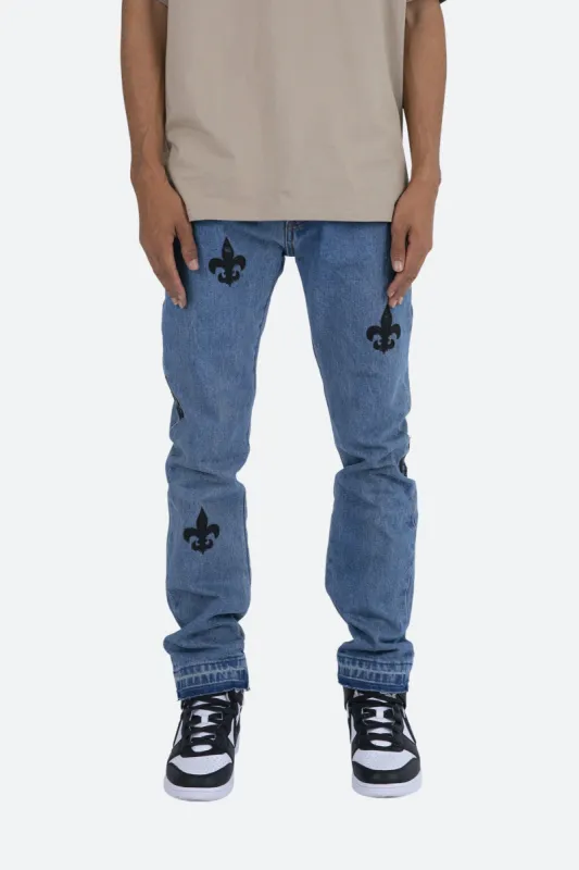 D112 Fleur Straight Denim - Blue/Black sold by MNML