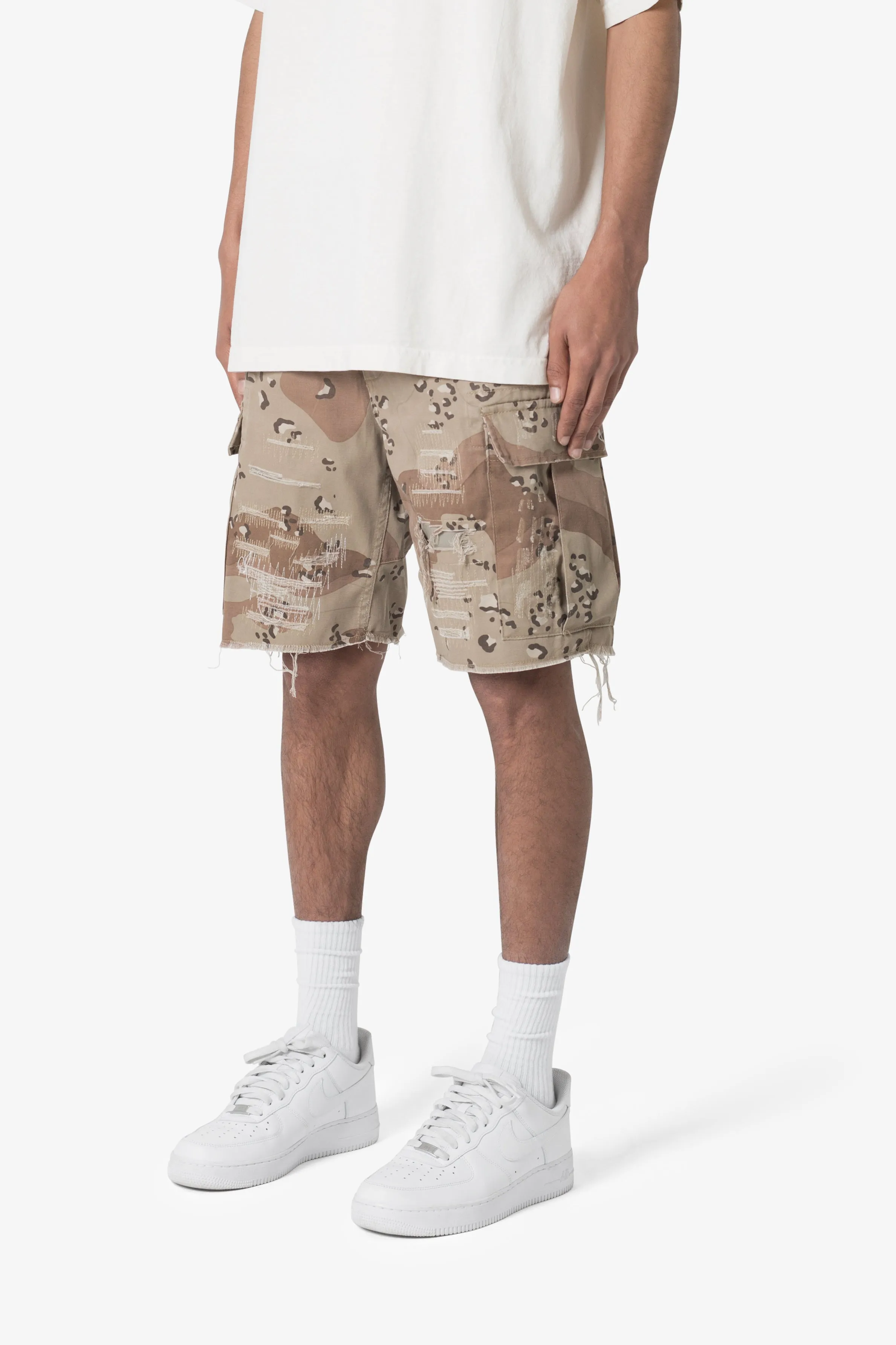 Distressed Cargo Shorts - Desert Camo sold by MNML product image thumbnail 4