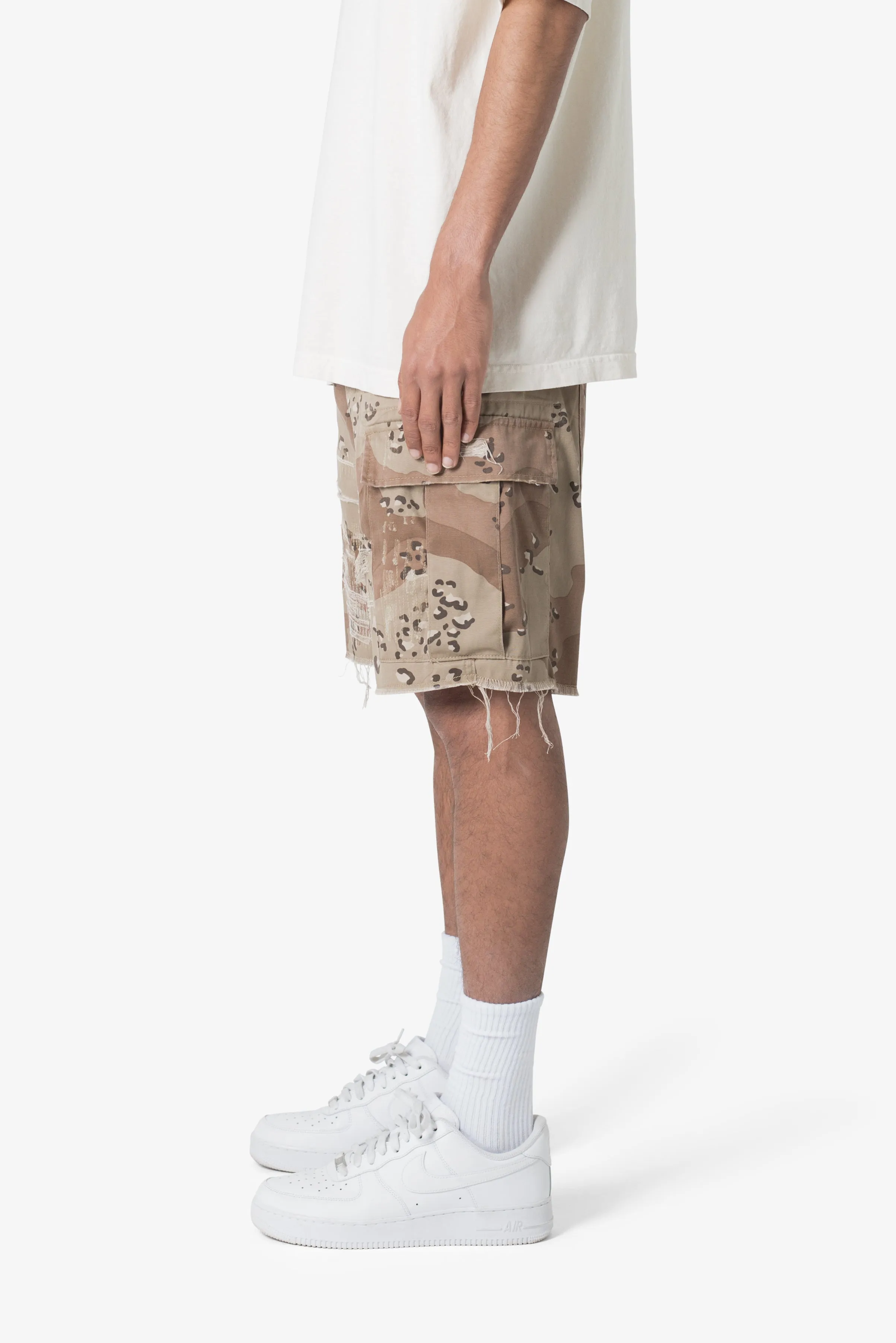 Distressed Cargo Shorts - Desert Camo sold by MNML product image thumbnail 5