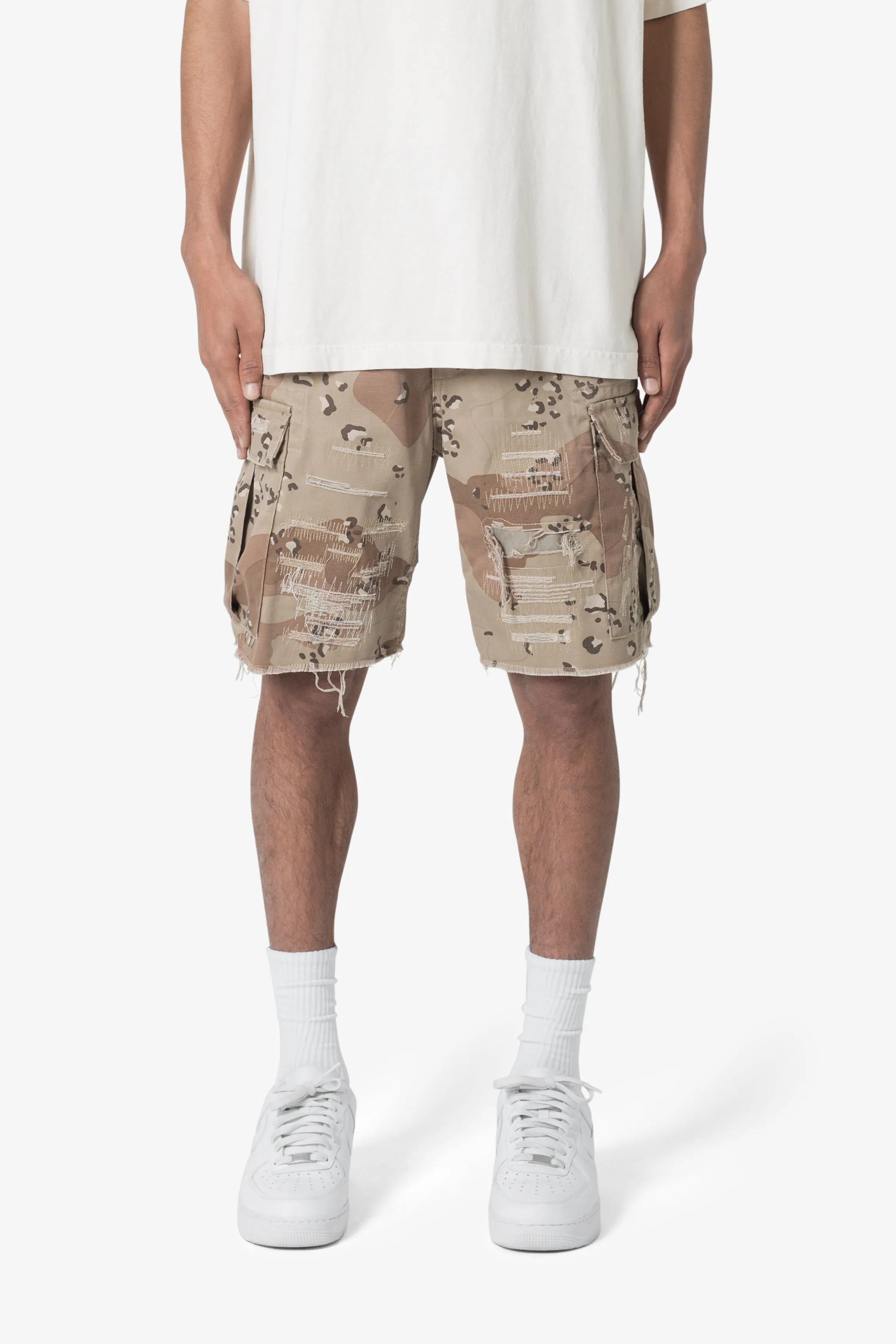 Distressed Cargo Shorts - Desert Camo sold by MNML product image thumbnail 3