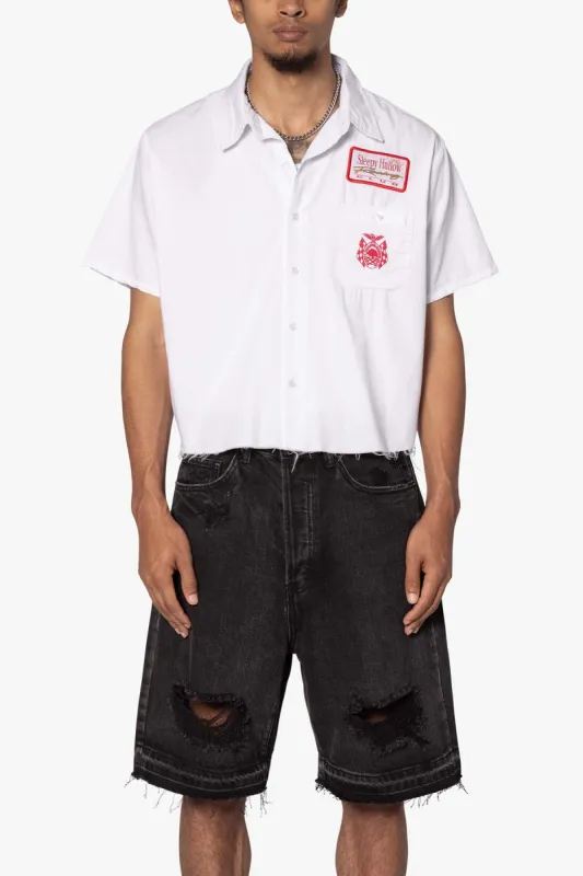 SHRC Checkered Flag Cropped Shirt - White sold by MNML