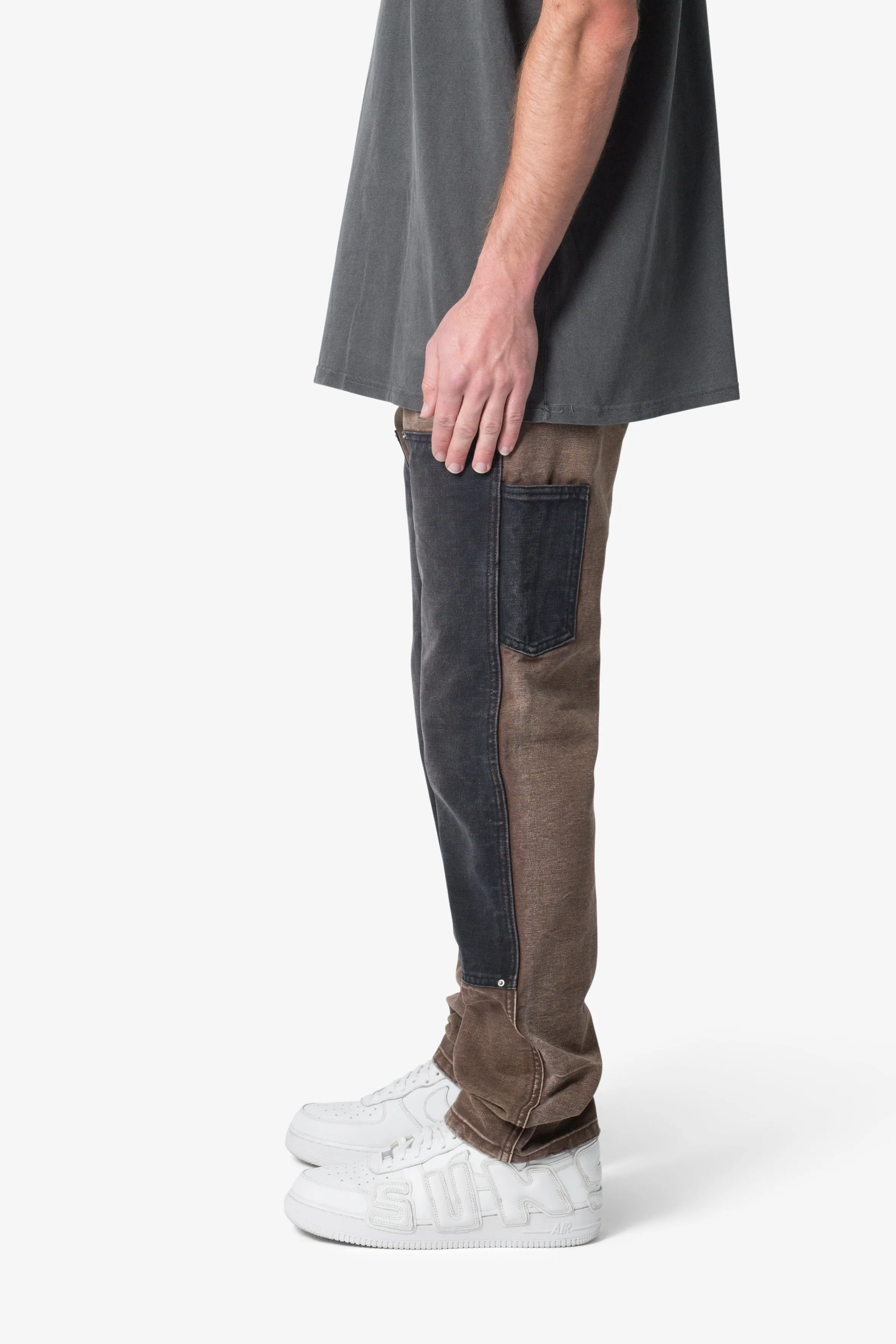 Contrast Double Knee Denim - Brown sold by MNML product image thumbnail 4