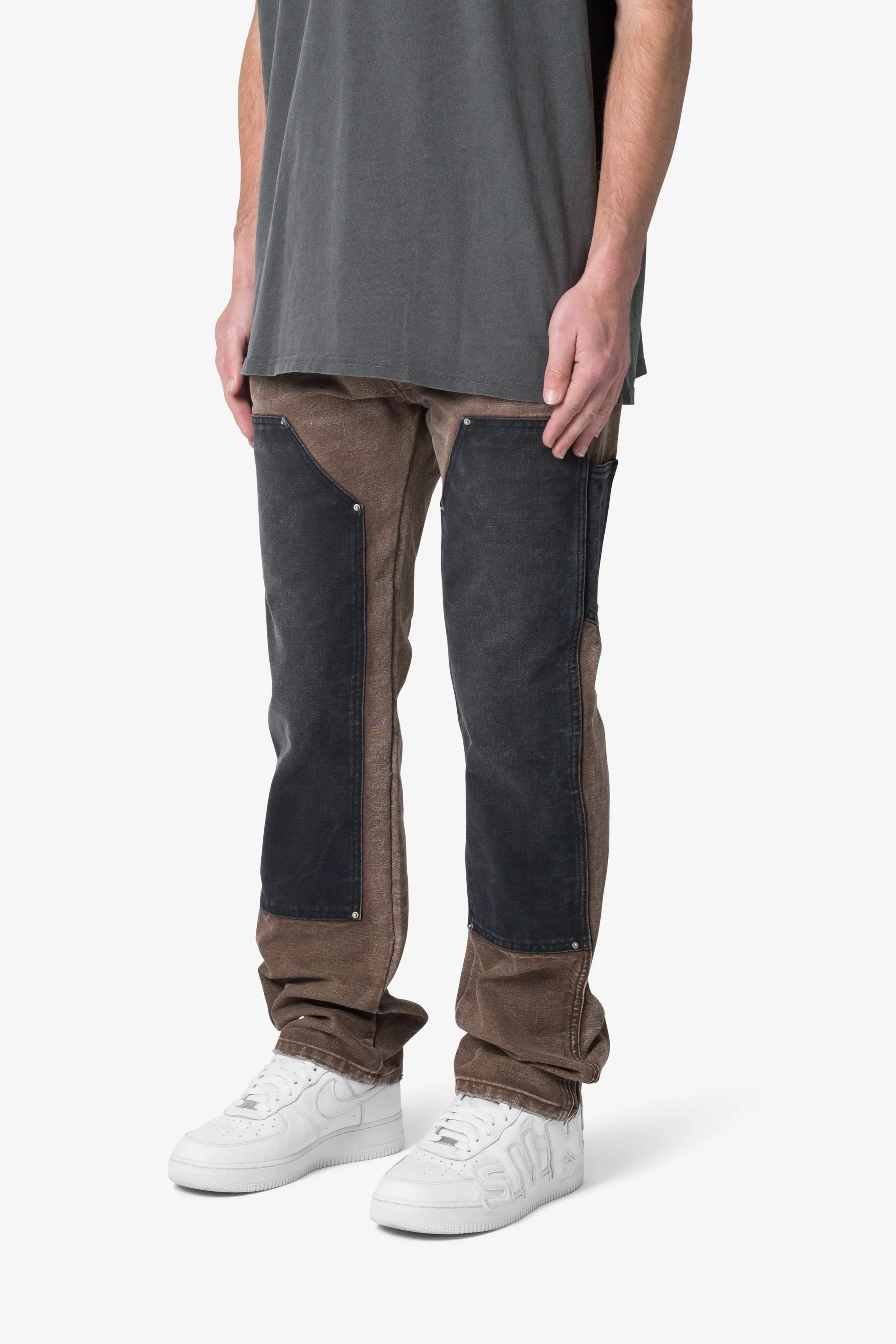 Contrast Double Knee Denim - Brown sold by MNML product image thumbnail 3