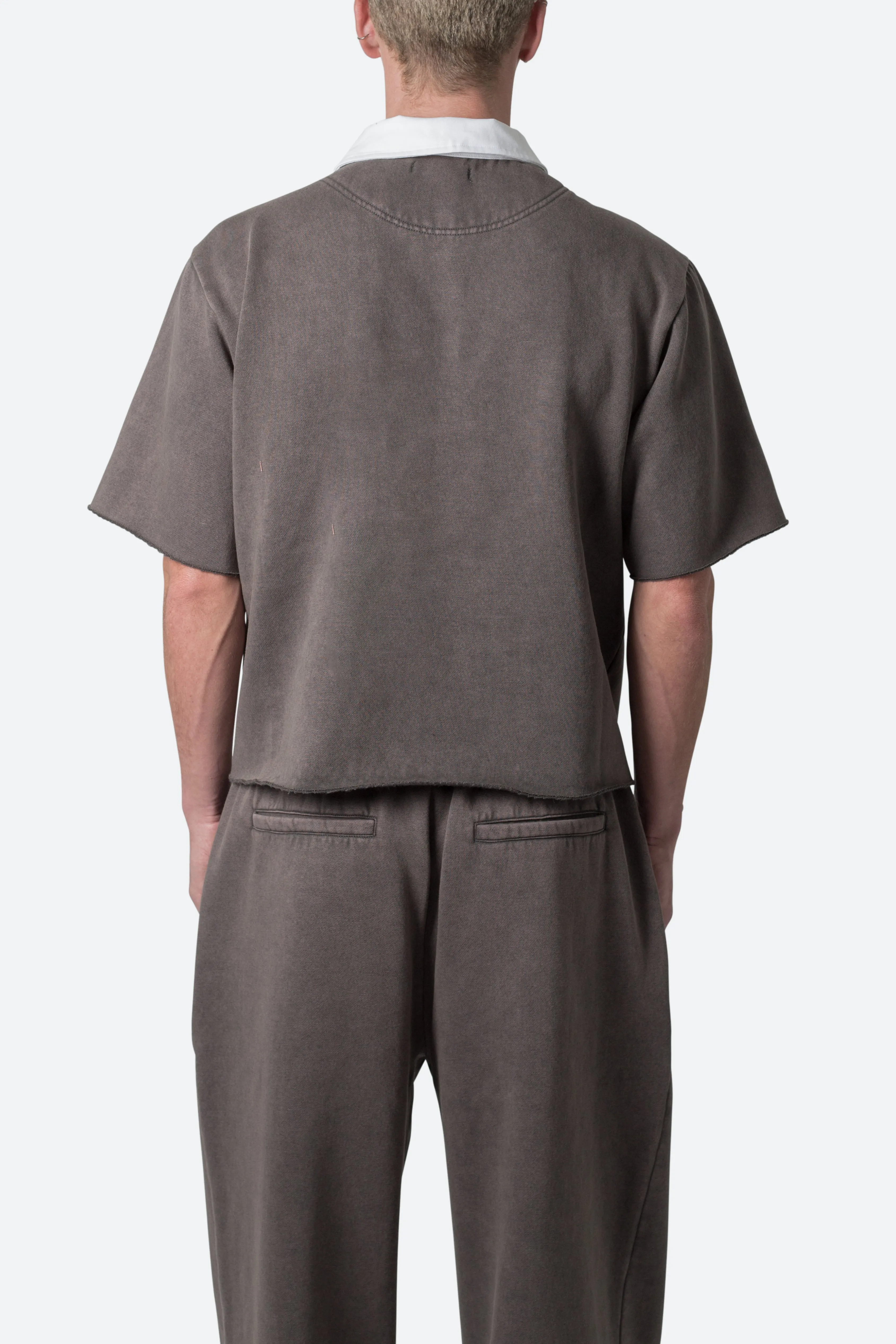 Fleece Oversized Polo Shirt - Washed Black sold by MNML product image thumbnail 5