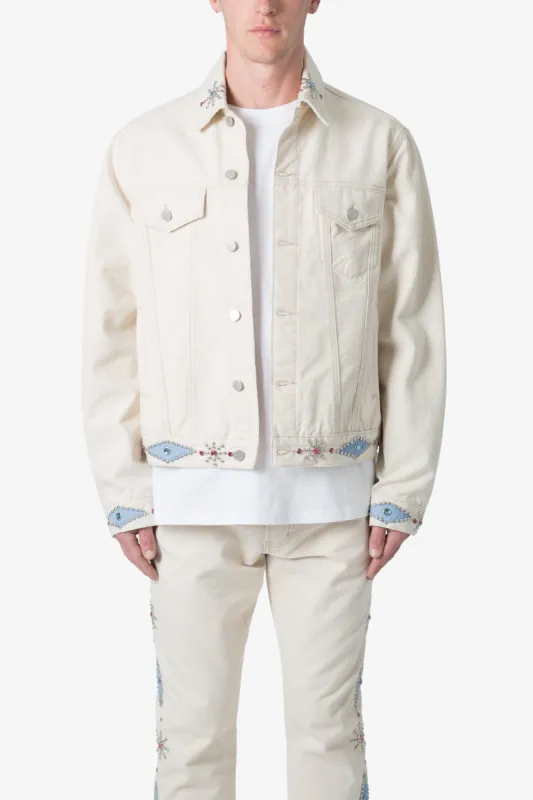 Jewel Studded Trucker Jacket - White sold by MNML