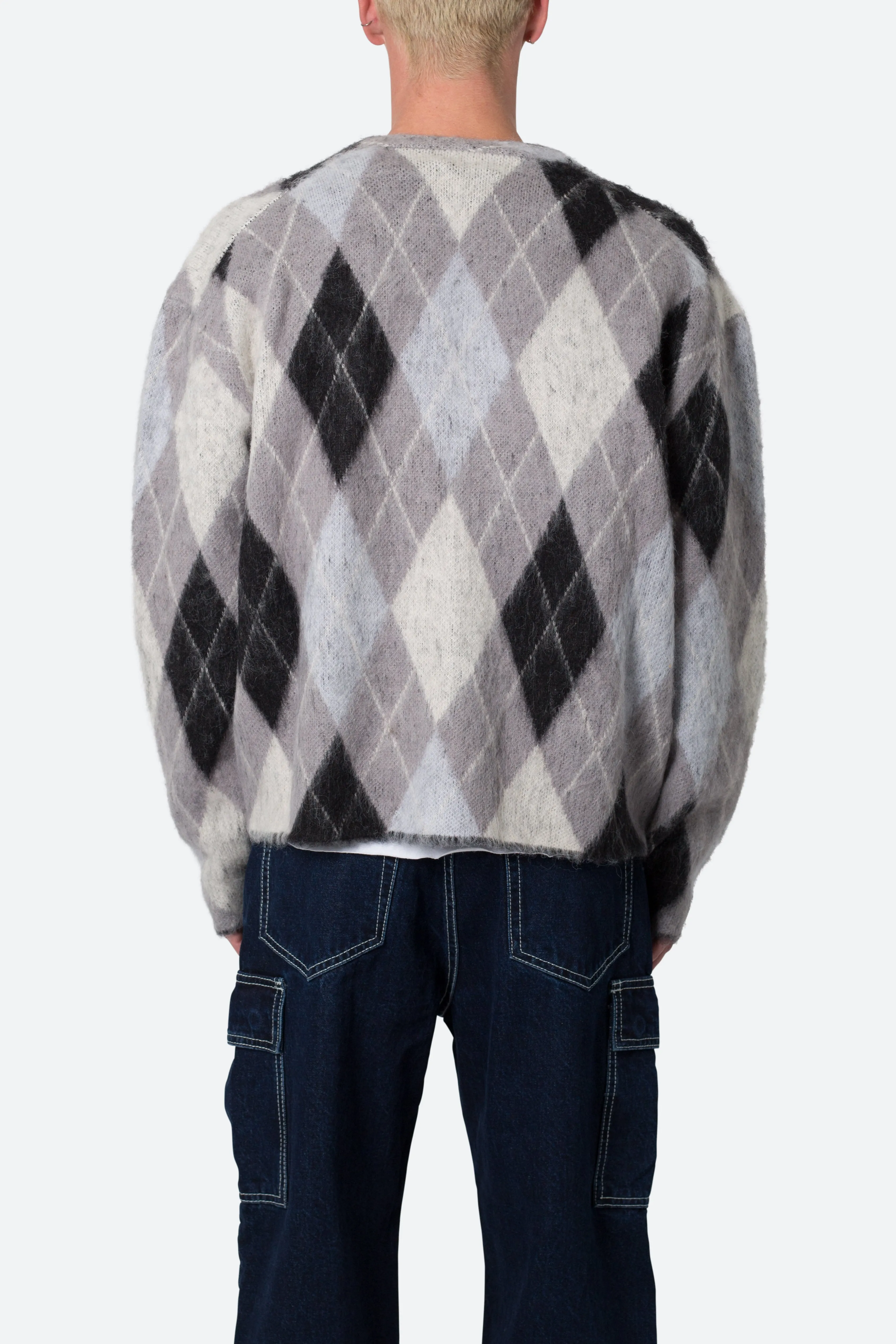 Mohair Cardigan Sweater - Black/White sold by MNML product image thumbnail 5