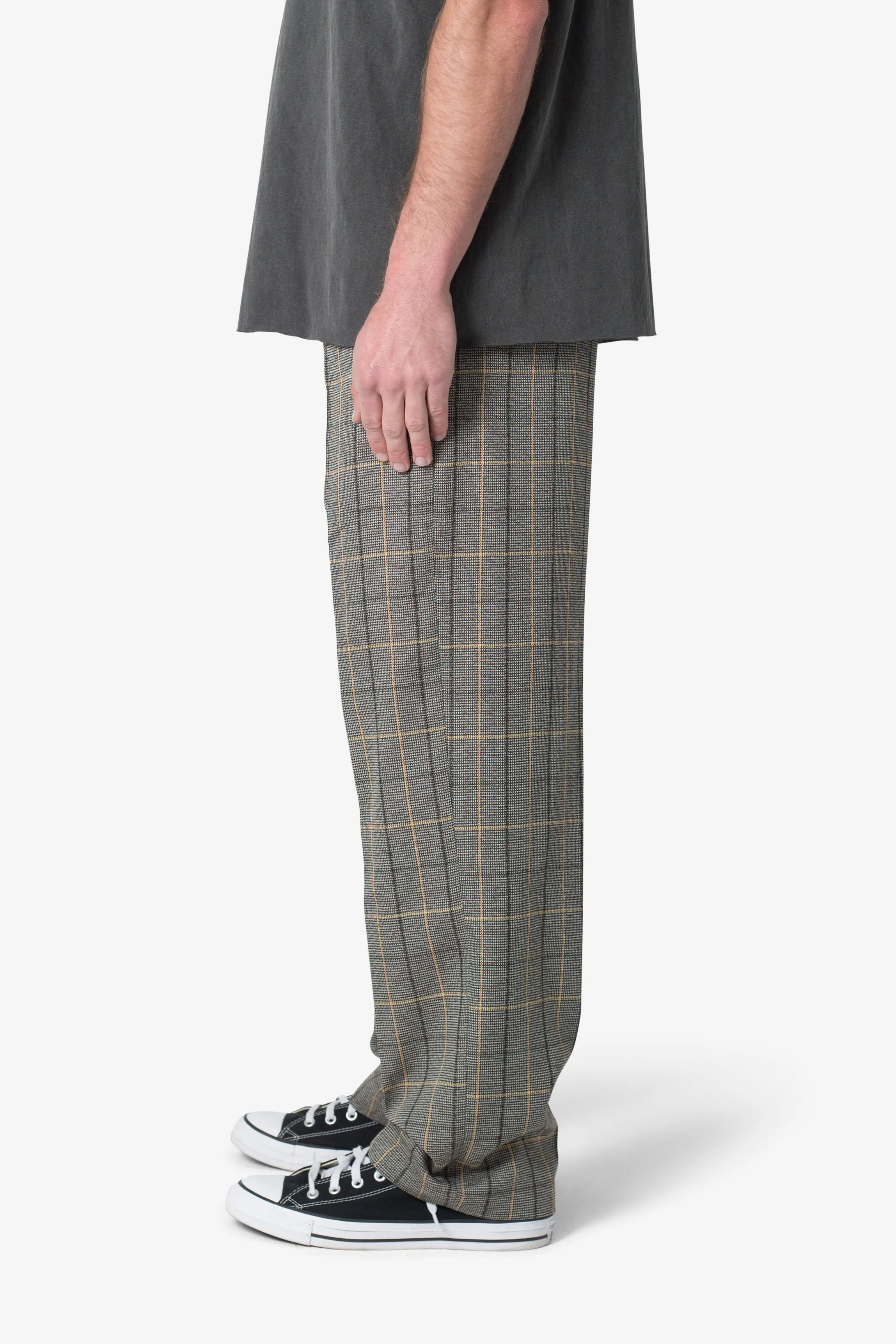 Pleated Plaid Trousers - Light Brown/Cream sold by MNML product image thumbnail 4