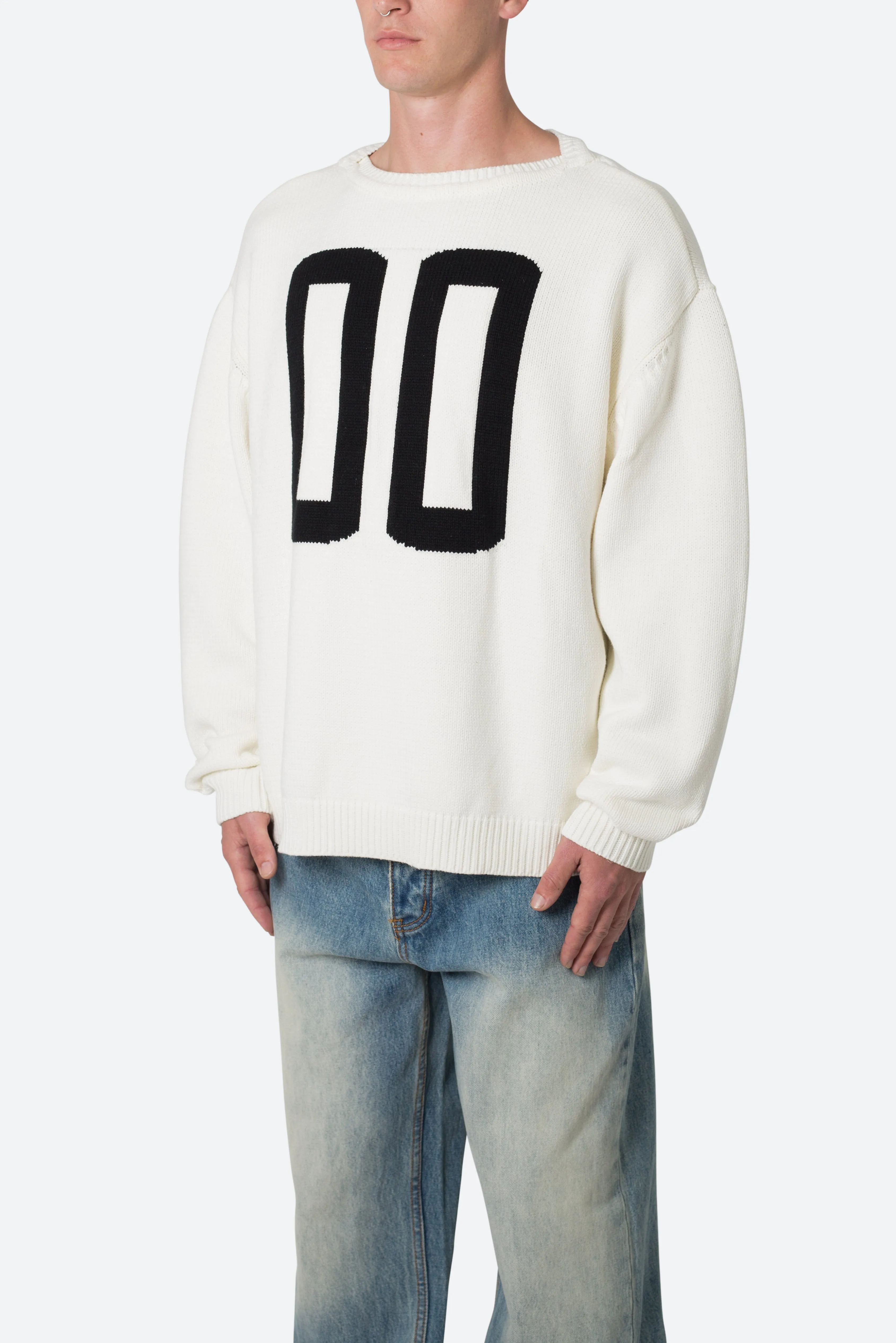 Varsity Knit Sweater - Off White sold by MNML product image thumbnail 3