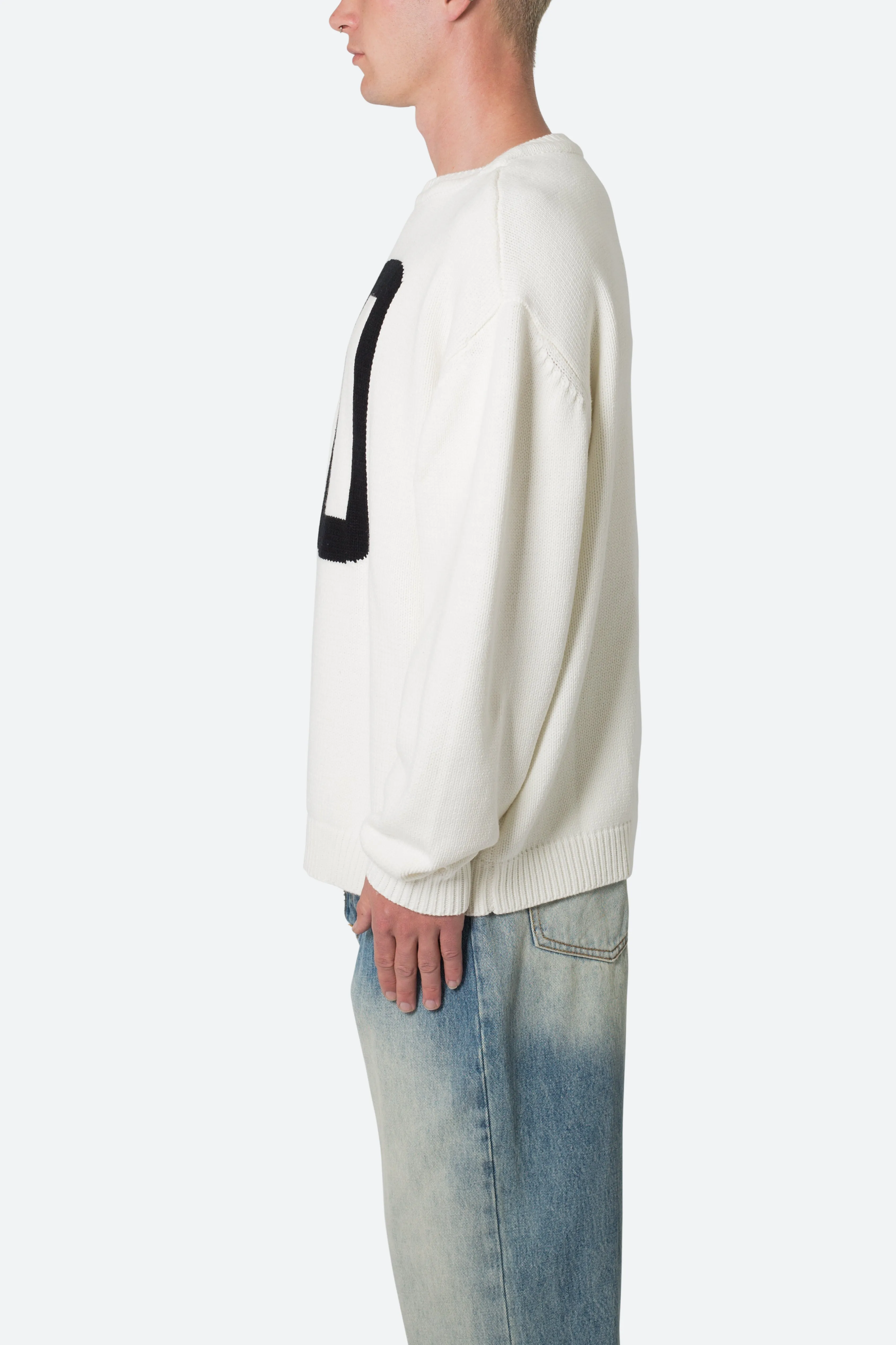 Varsity Knit Sweater - Off White sold by MNML product image thumbnail 4