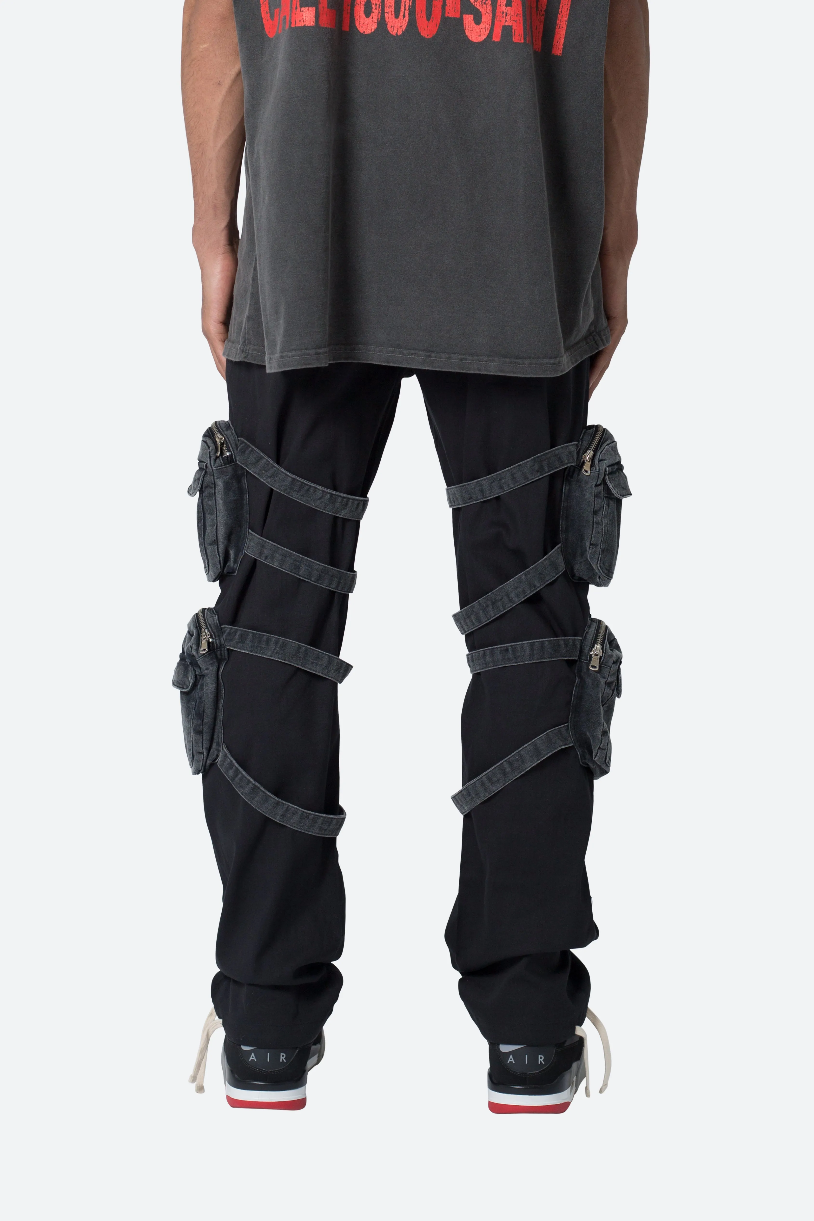 Twill Strapped Cargo Pants - Black sold by MNML product image thumbnail 5