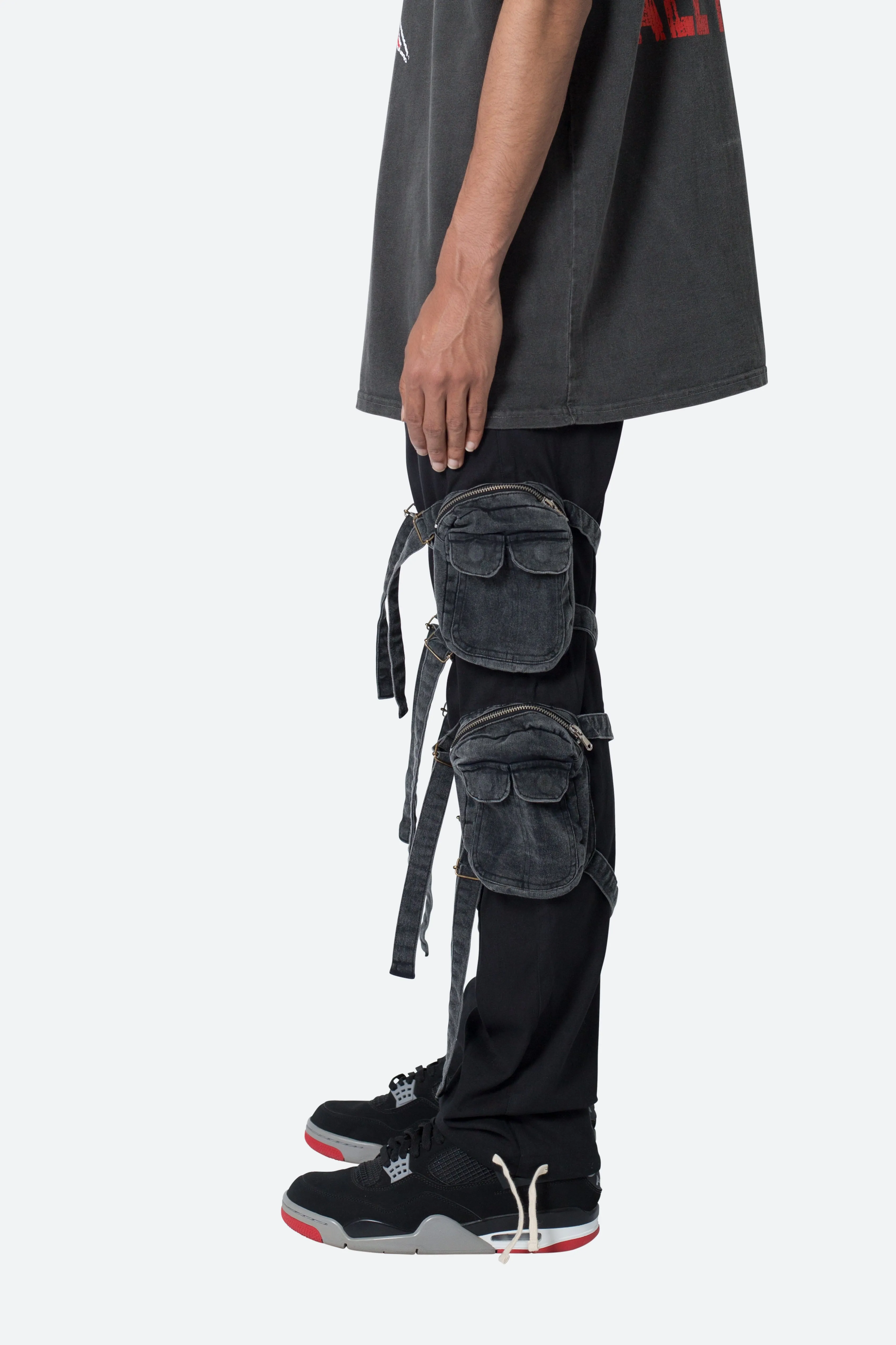 Twill Strapped Cargo Pants - Black sold by MNML product image thumbnail 4