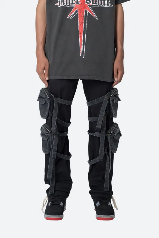 Twill Strapped Cargo Pants - Black sold by MNML
