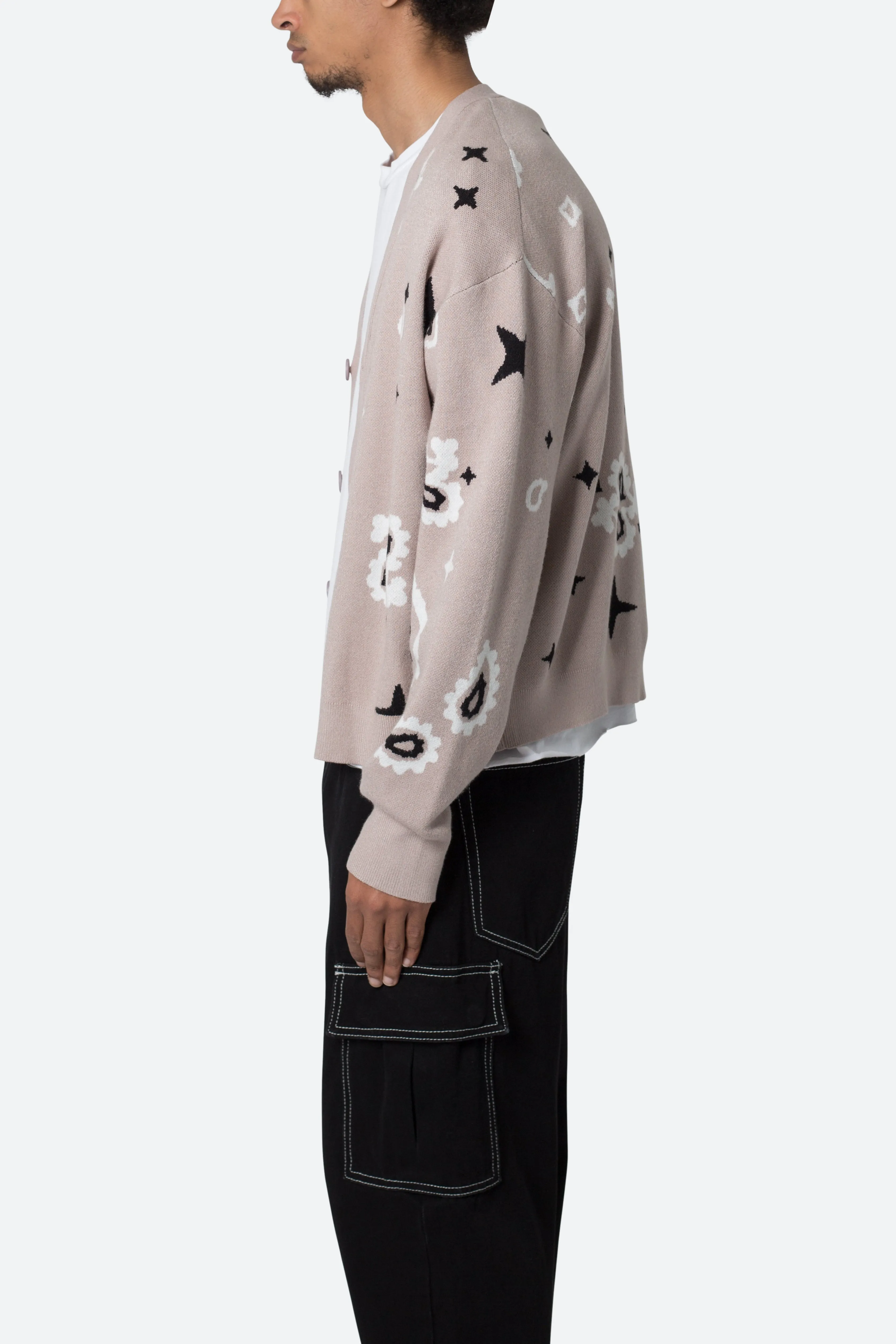Paisley Cardigan Sweater - Taupe sold by MNML product image thumbnail 4