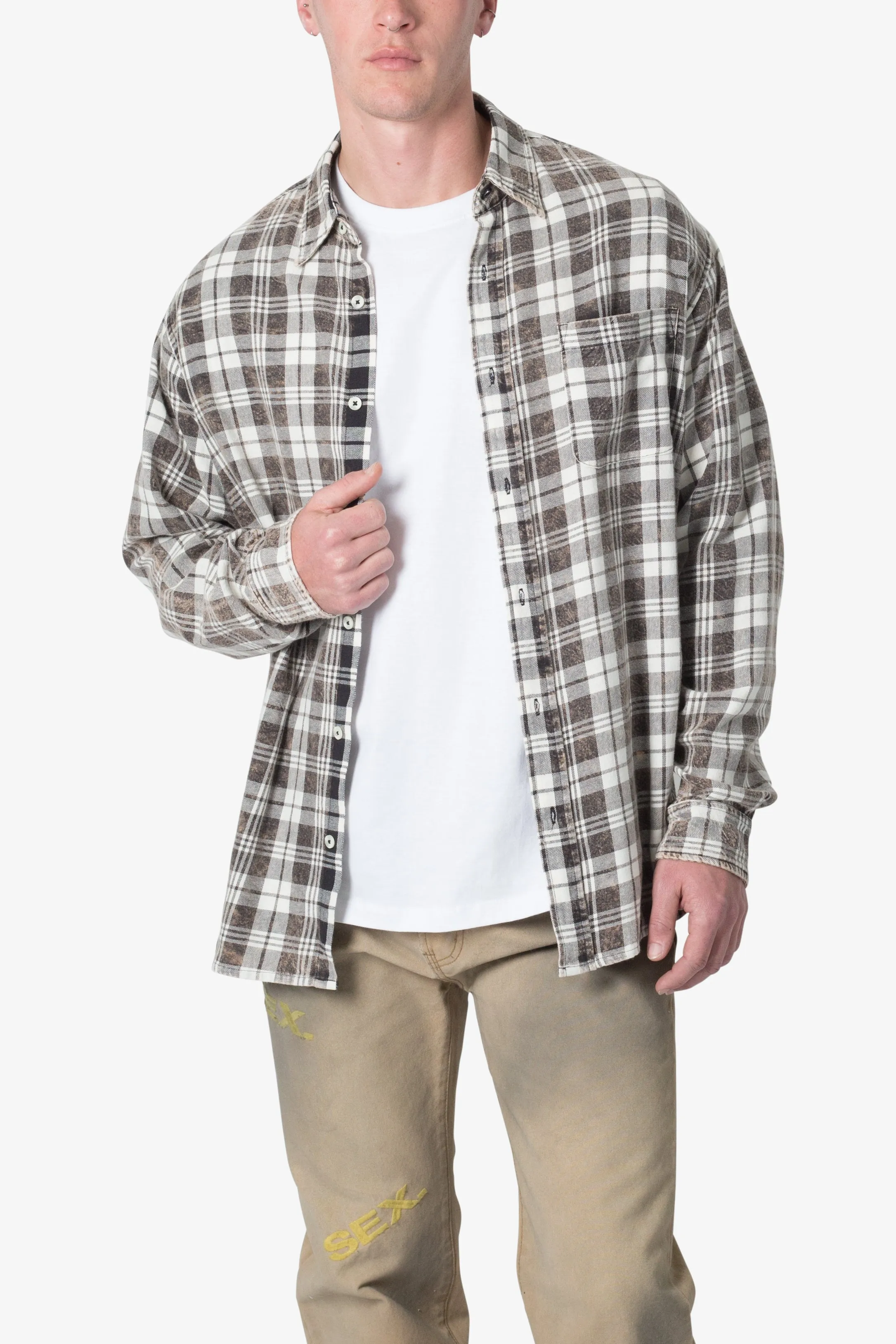 Vintage Plaid Shirt - Black/Natural sold by MNML product image thumbnail 4