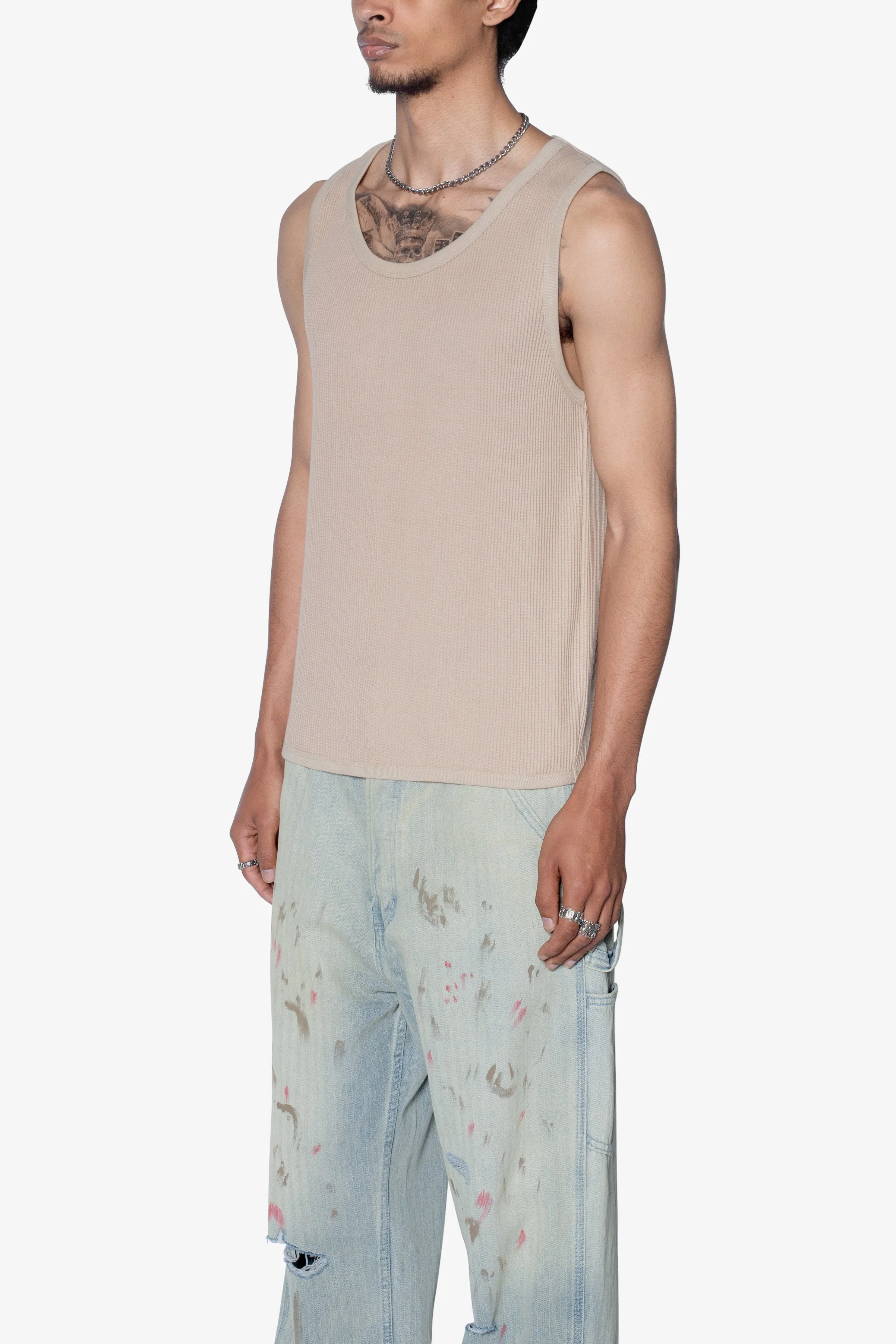 Waffle Knit Tank - Khaki sold by MNML product image thumbnail 3