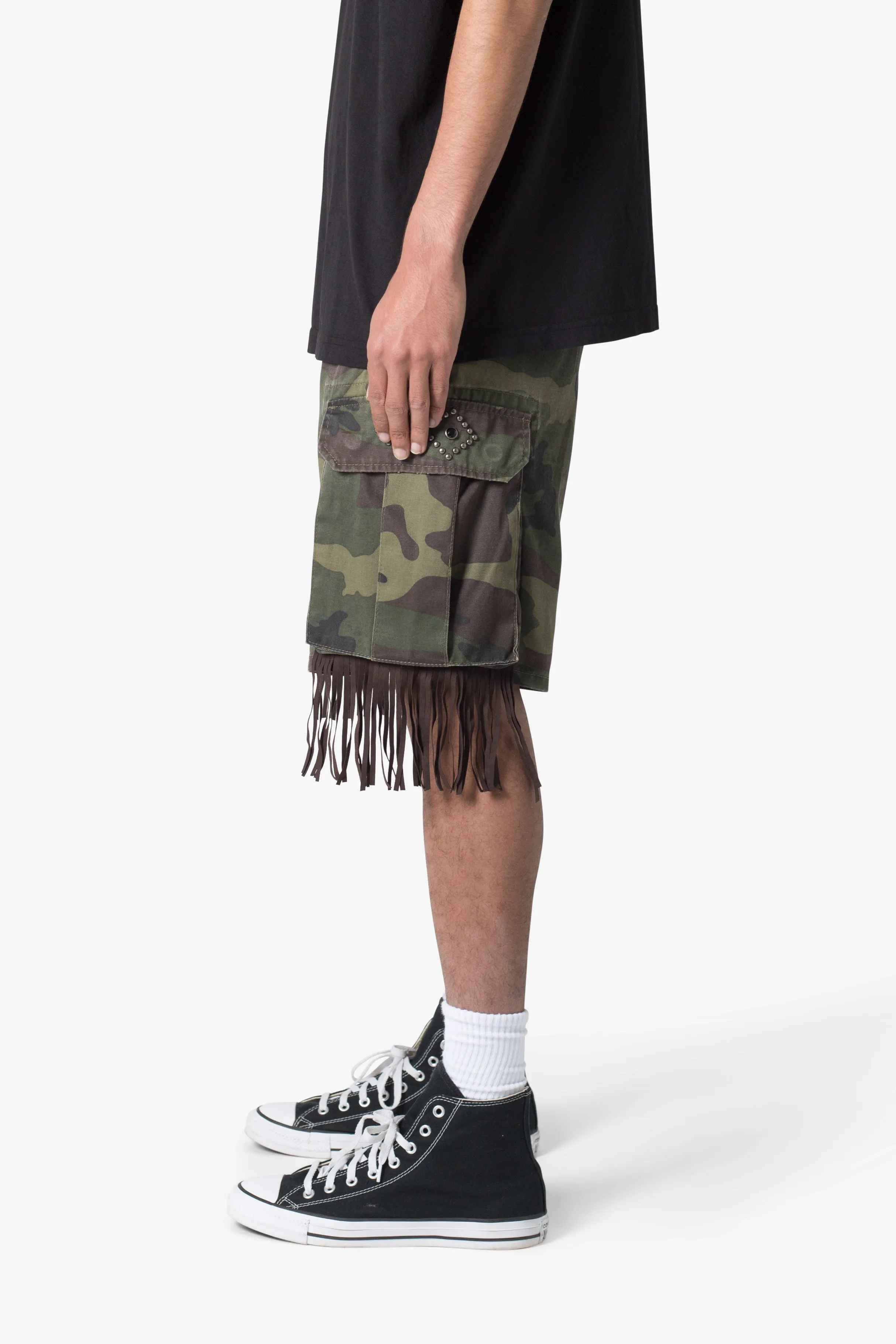 Tassel Cargo Shorts - Camo sold by MNML product image thumbnail 5