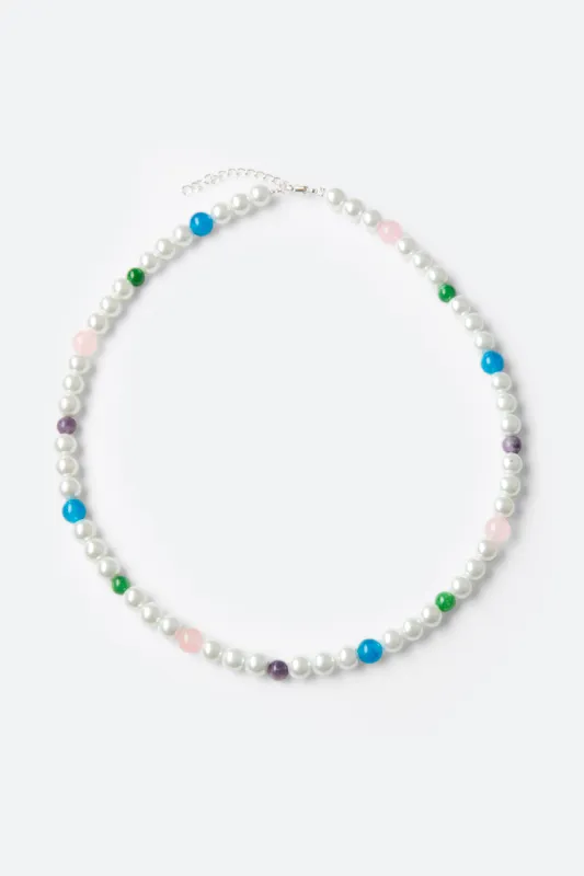 Mixed Beaded Pearl Necklace - Multi sold by MNML